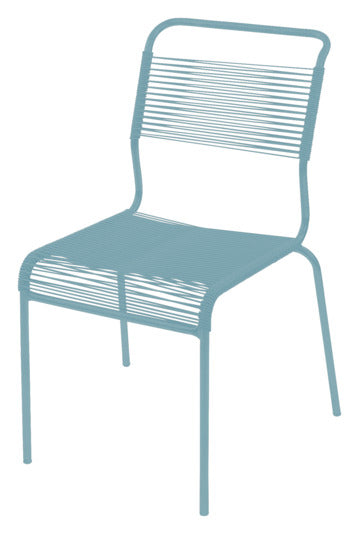 Der Säntis Stuhl Spaghetti von Schaffner ohne Armlehnen bietet stilvolle Eleganz und optimalen Komfort, perfekt für Garten und Terrasse.