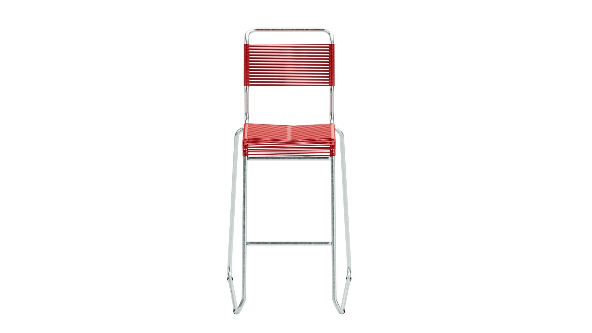 Hochwertiger Säntis Spaghetti-Barstuhl Outdoor ohne Armlehne, wetterfest, langlebig, Swiss Made, mit Kufen-Gestell, nachhaltige Materialien, ideal für Terrasse und Balkon.