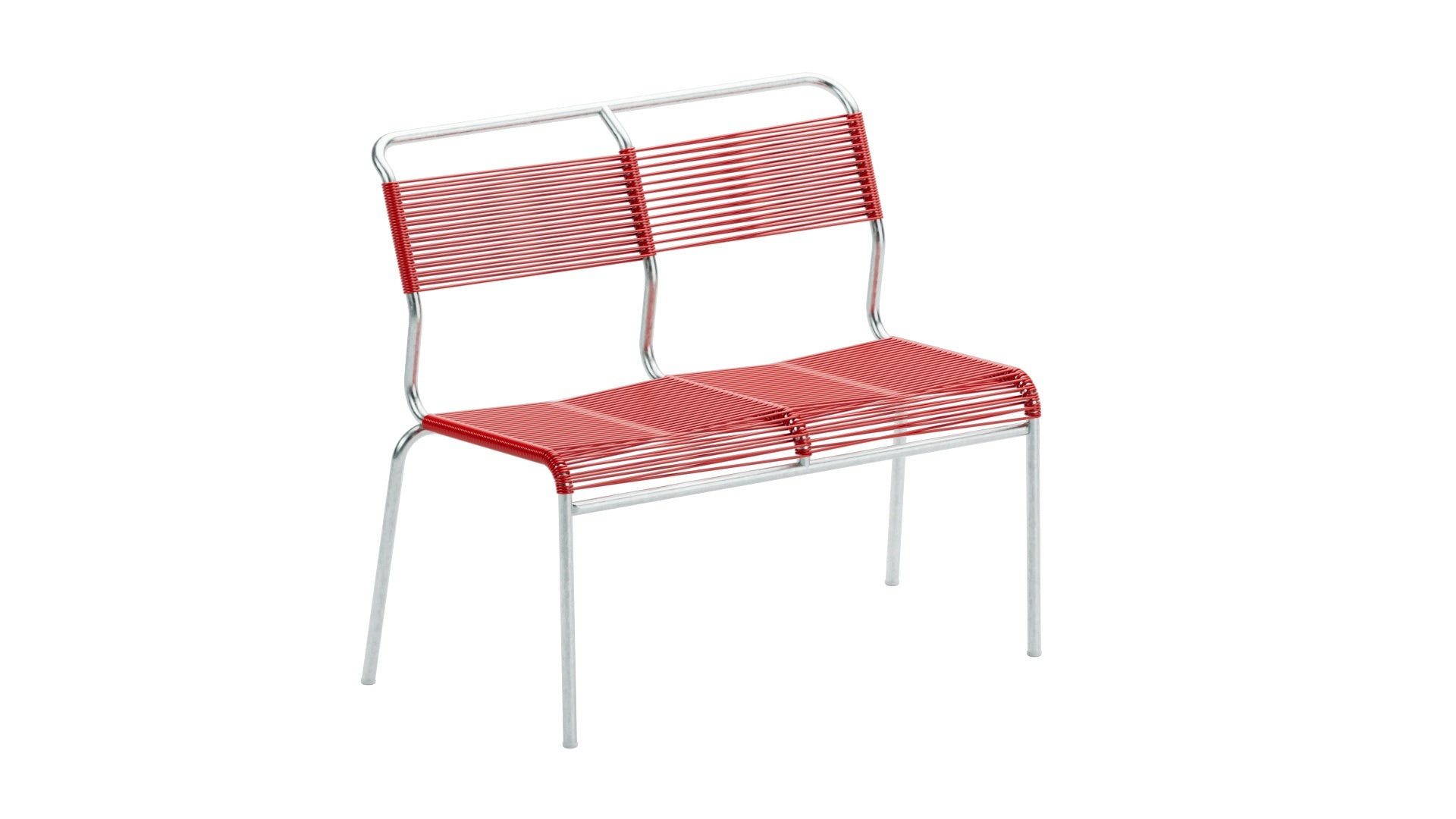 Säntis Spaghetti-2er Gartenbank ohne Armlehne in Rot präsentiert im Onlineshop von KAQTU Design AG. Gartenbank ist von Schaffner