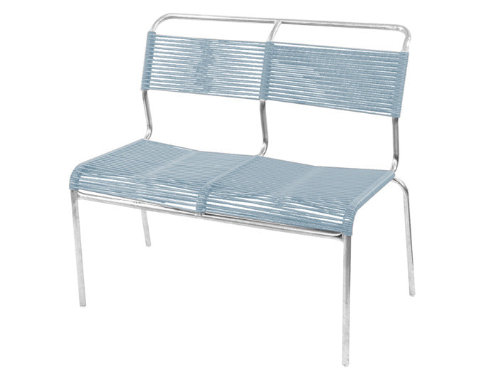 Elegante 2er Gartenbank Säntis Spaghetti ohne Armlehnen, gefertigt aus robustem verzinktem Stahl, perfekt für entspannte Stunden im Freien.
