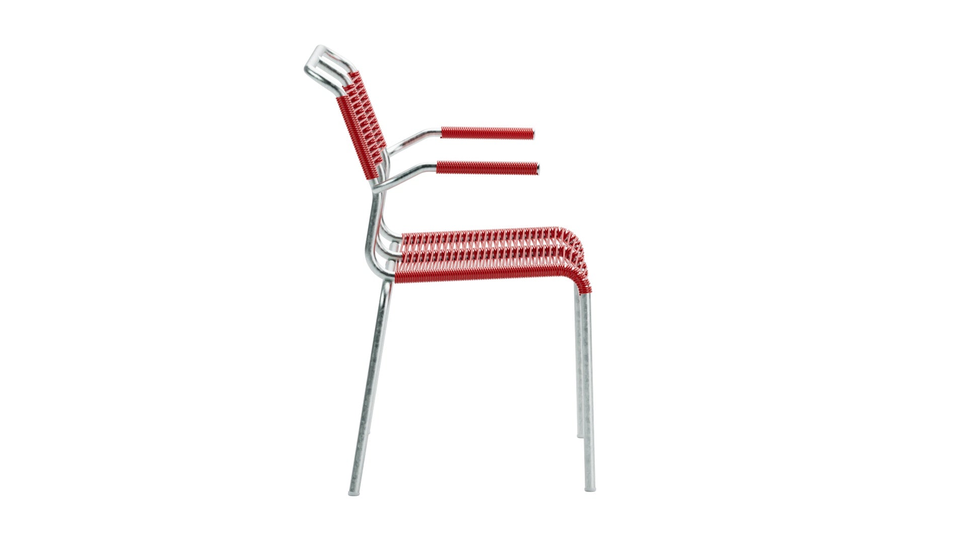 Elegante Säntis Spaghetti 2er Gartenbank mit Armlehnen, wetterfestes Metall, umweltfreundliche OceanYarn®-Bespannung, langlebig, Swiss Made für Garten & Terrasse.
