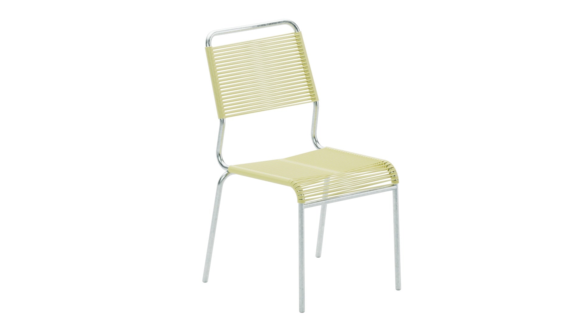 Rigi Spaghetti-Gartenstuhl ohne Armlehne Comfort in Buchsbaumgelb präsentiert im Onlineshop von KAQTU Design AG. Gartenstuhl ist von Schaffner