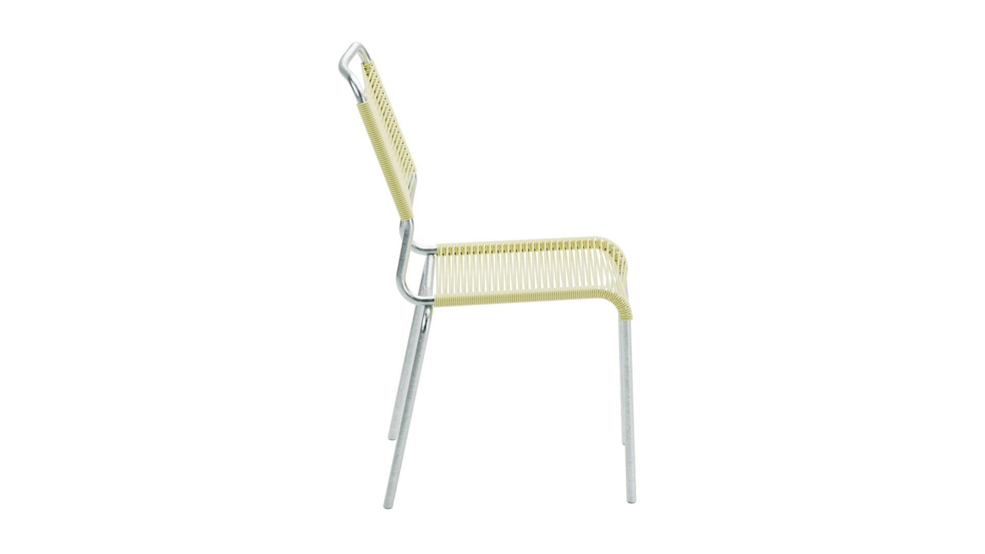 Rigi Spaghetti-Gartenstuhl ohne Armlehne Comfort in Buchsbaumgelb präsentiert im Onlineshop von KAQTU Design AG. Gartenstuhl ist von Schaffner