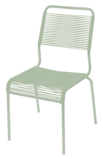 Entdecken Sie den Spaghettistuhl Rigi von Schaffner – ein eleganter, wetterfester Stuhl ohne Armlehnen, perfekt für stilvolle Außenbereiche.