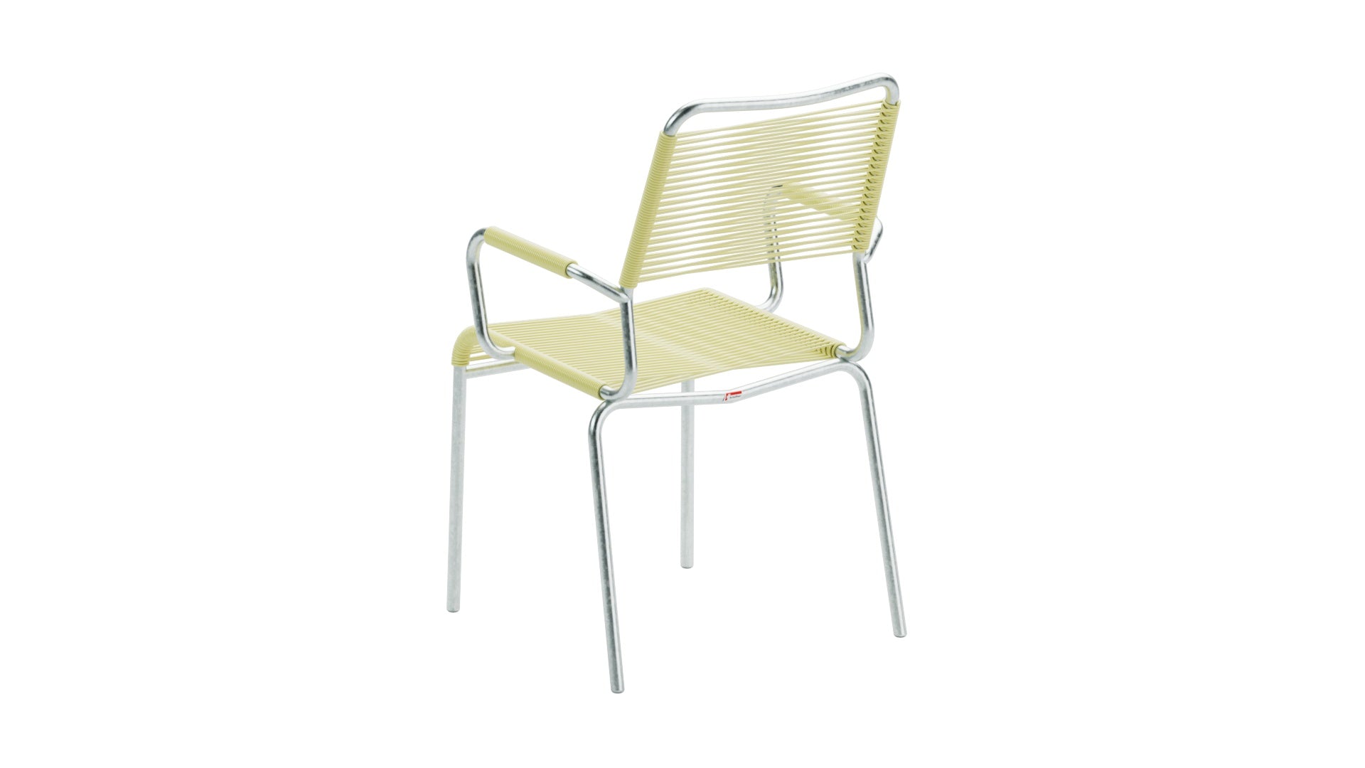 Rigi Spaghetti-Gartenstuhl mit Armlehne Comfort in Buchsbaumgelb präsentiert im Onlineshop von KAQTU Design AG. Gartenstuhl mit Armlehnen ist von Schaffner