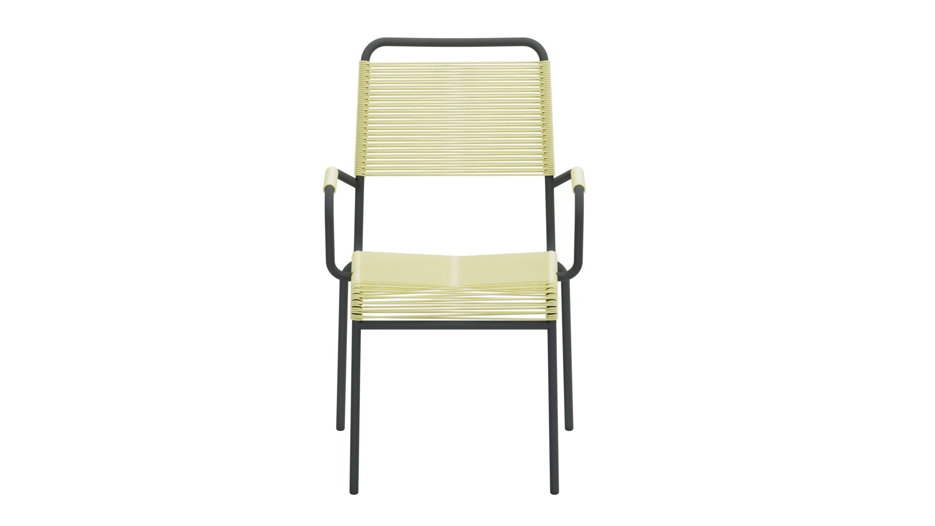 Rigi Spaghetti-Gartenstuhl mit Armlehne Comfort in Buchsbaumgelb präsentiert im Onlineshop von KAQTU Design AG. Gartenstuhl mit Armlehnen ist von Schaffner