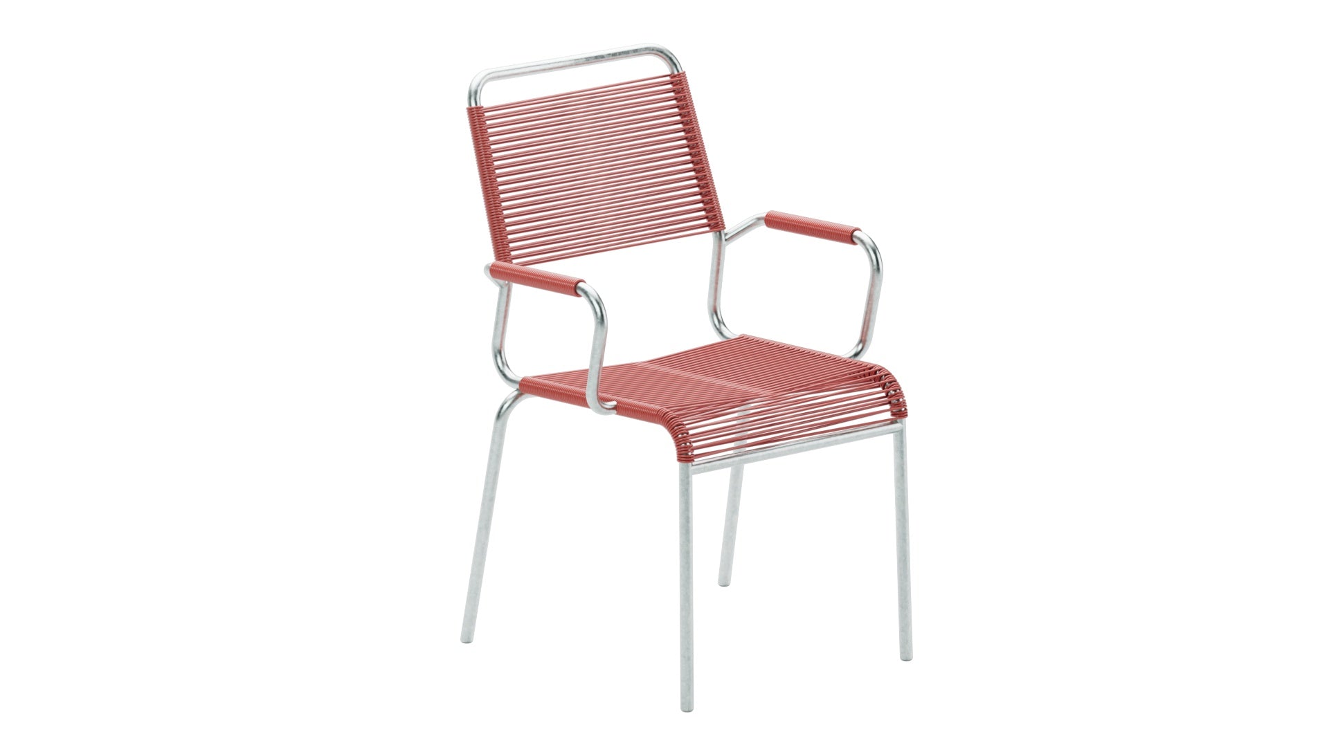 Rigi Spaghetti-Gartenstuhl mit Armlehne Comfort in Ahornrot präsentiert im Onlineshop von KAQTU Design AG. Gartenstuhl mit Armlehnen ist von Schaffner