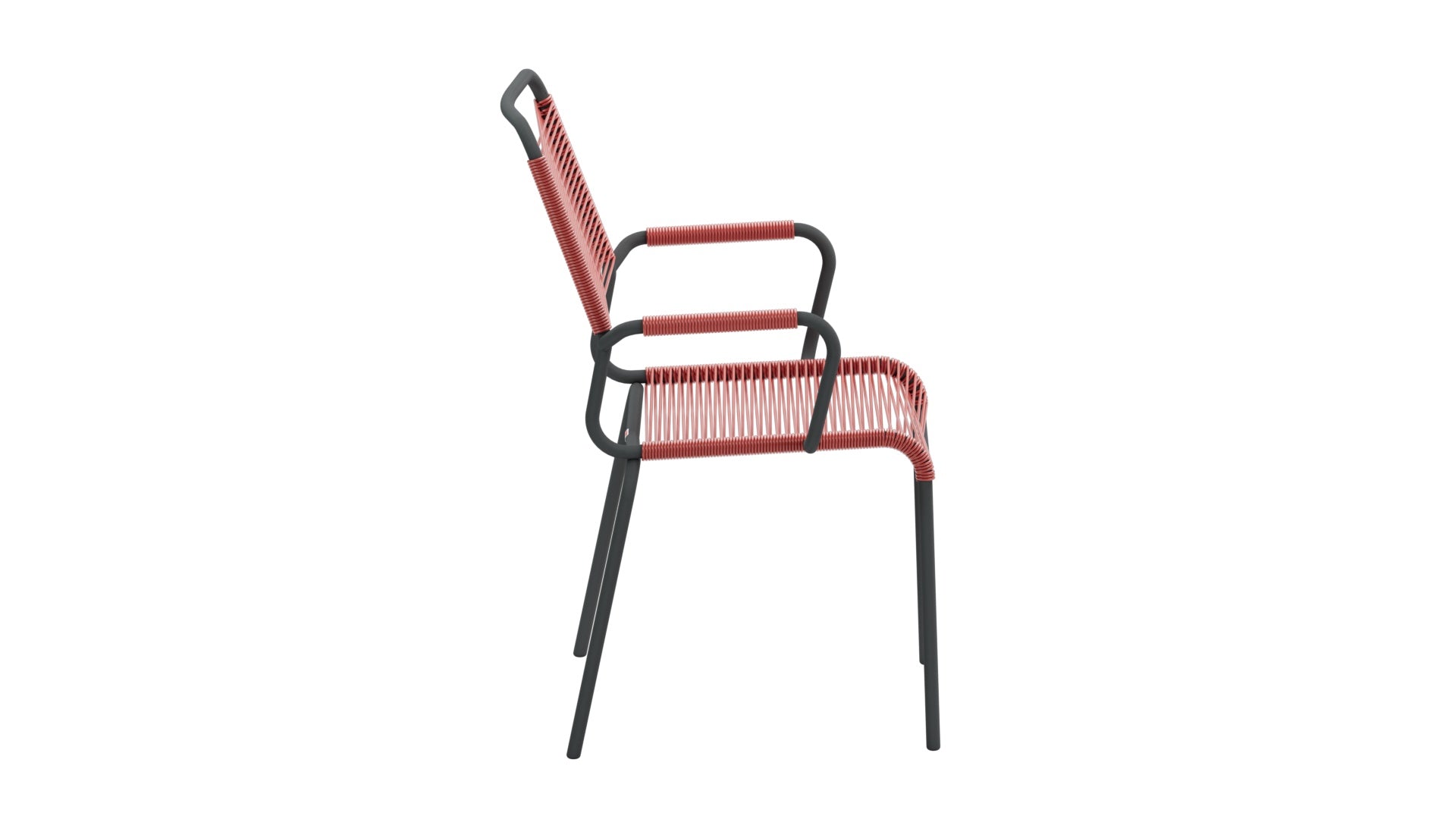 Rigi Spaghetti-Gartenstuhl mit Armlehne Comfort in Ahornrot präsentiert im Onlineshop von KAQTU Design AG. Gartenstuhl mit Armlehnen ist von Schaffner