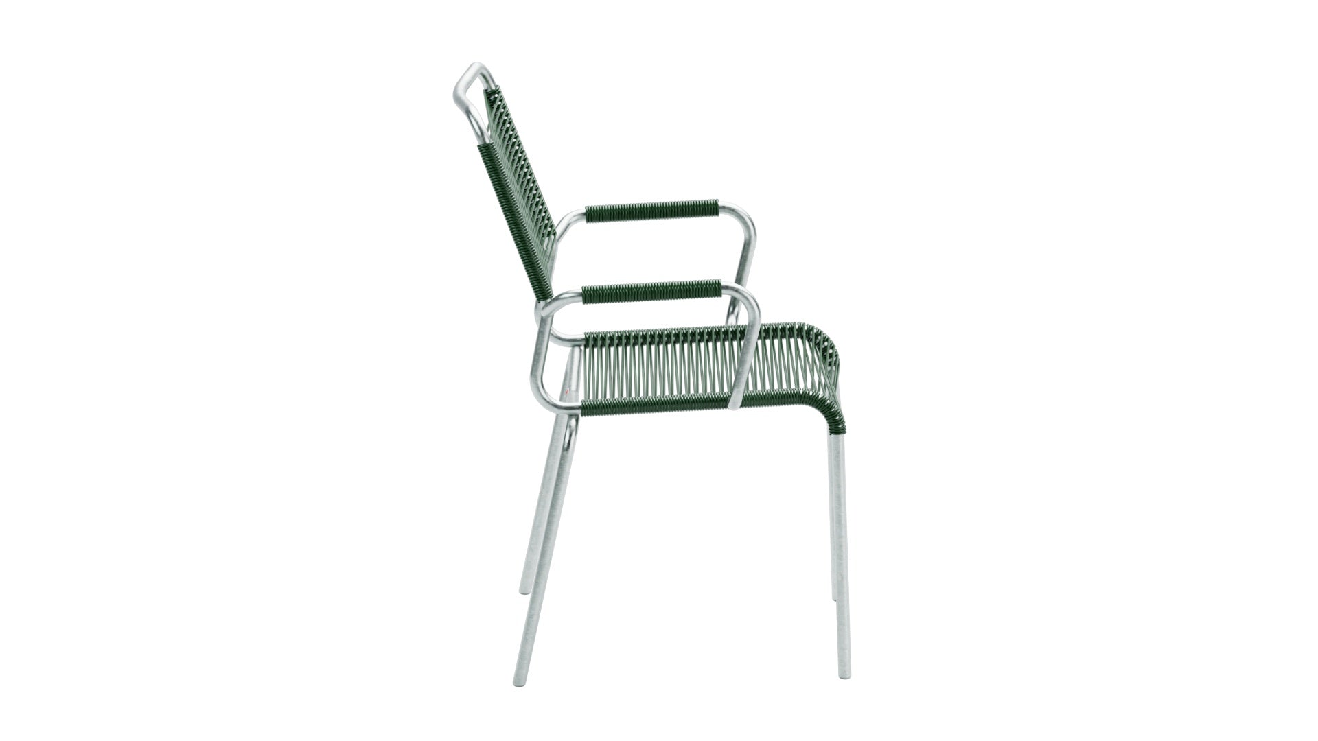 Hochwertiger Rigi Spaghetti-Gartenstuhl mit Armlehne, wetterfest, langlebig, Schweizer Handwerkskunst, komfortabel, ideal für Garten, Terrasse und Outdoor.