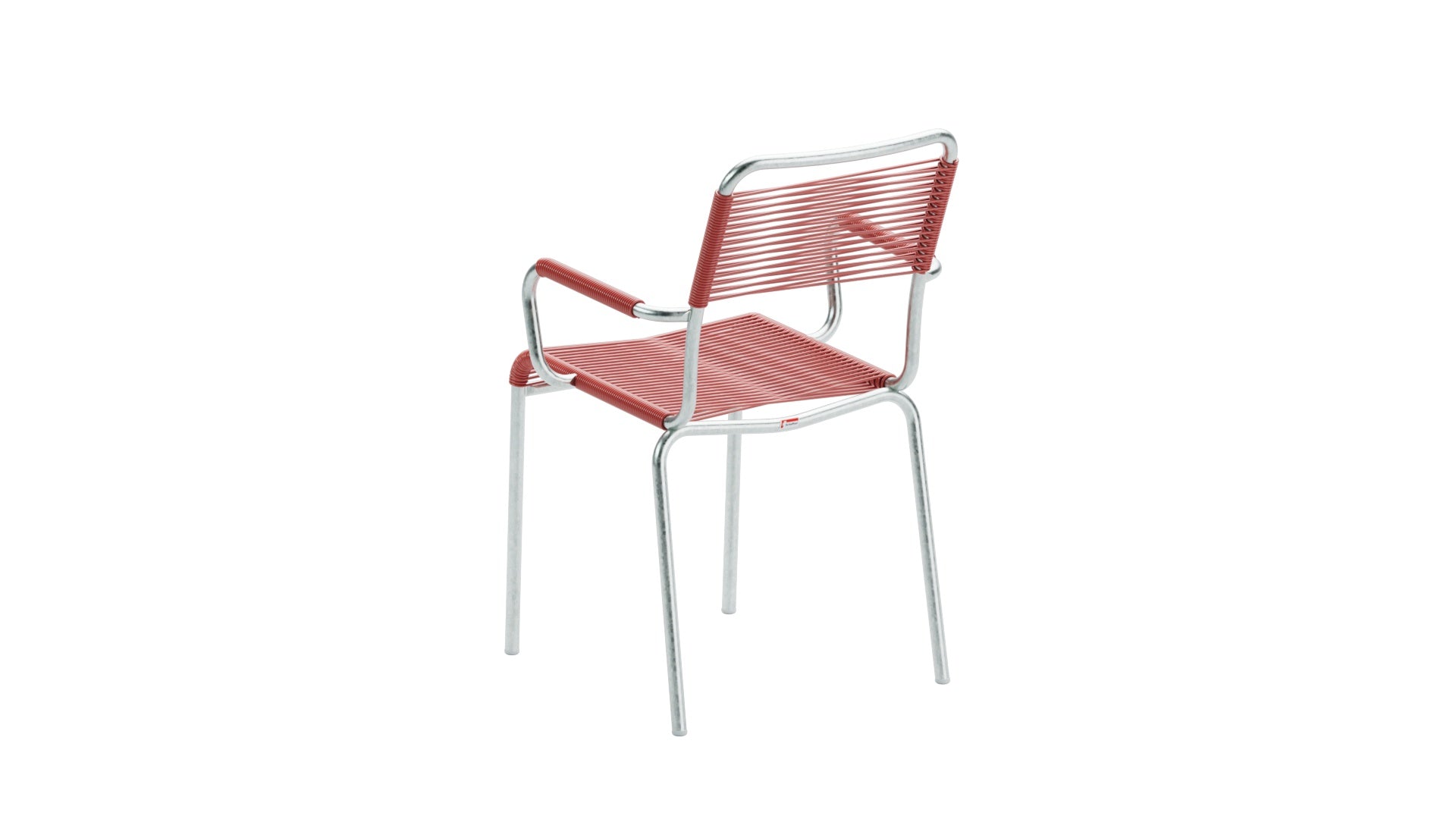 Rigi Spaghetti-Gartenstuhl mit Armlehne in Ahornrot präsentiert im Onlineshop von KAQTU Design AG. Gartenstuhl mit Armlehnen ist von Schaffner