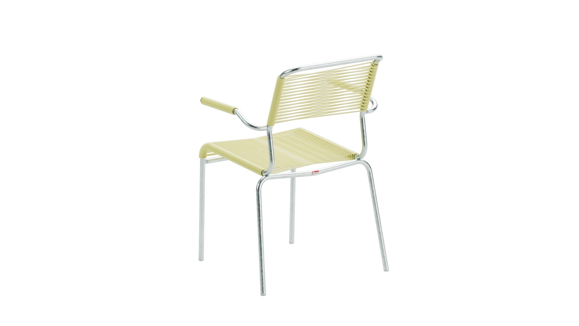 Säntis Spaghetti-Gartenstuhl mit Armlehne in Buchsbaumgelb präsentiert im Onlineshop von KAQTU Design AG. Gartenstuhl mit Armlehnen ist von Schaffner