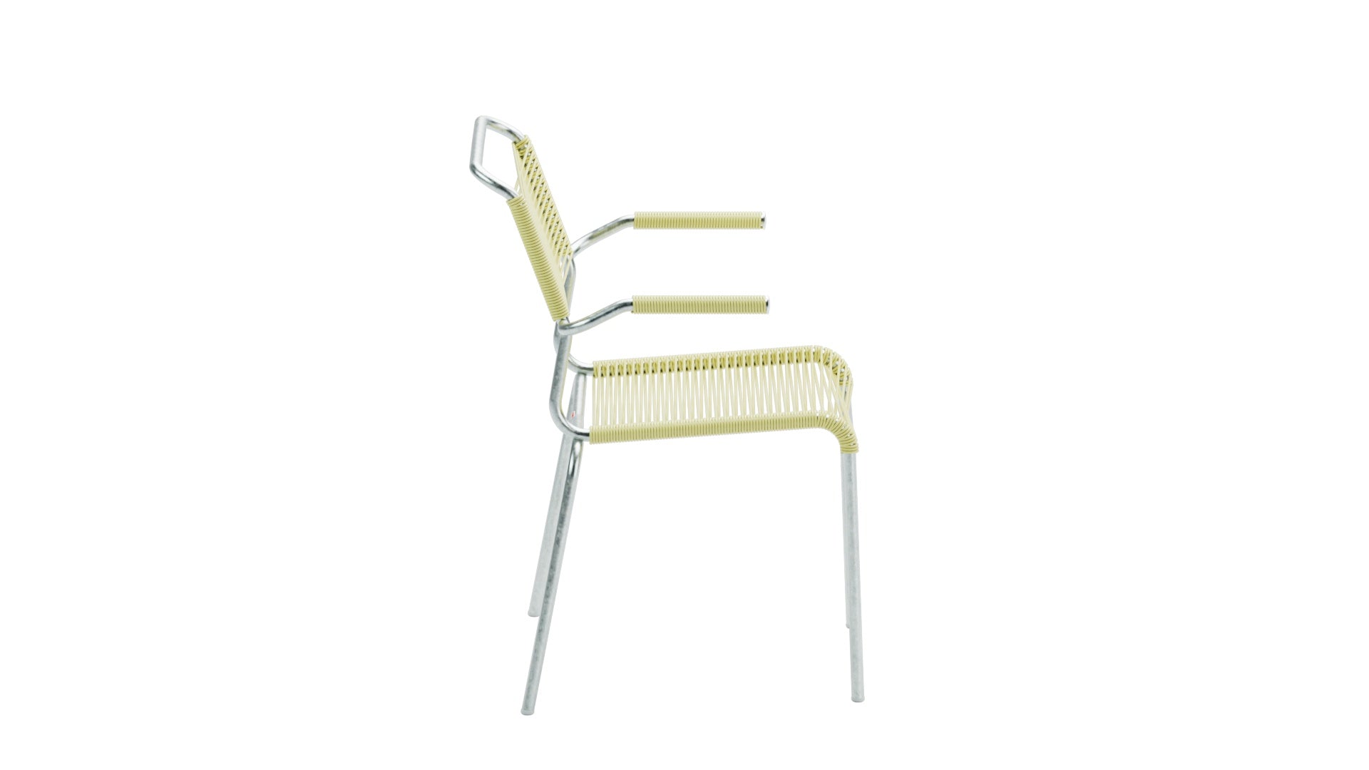 Hochwertiger Säntis Spaghetti-Gartenstuhl mit Armlehne, wetterfest, langlebig und stilvoll. Schweizer Qualität, nachhaltige Materialien, perfekt für Terrasse und Garten.