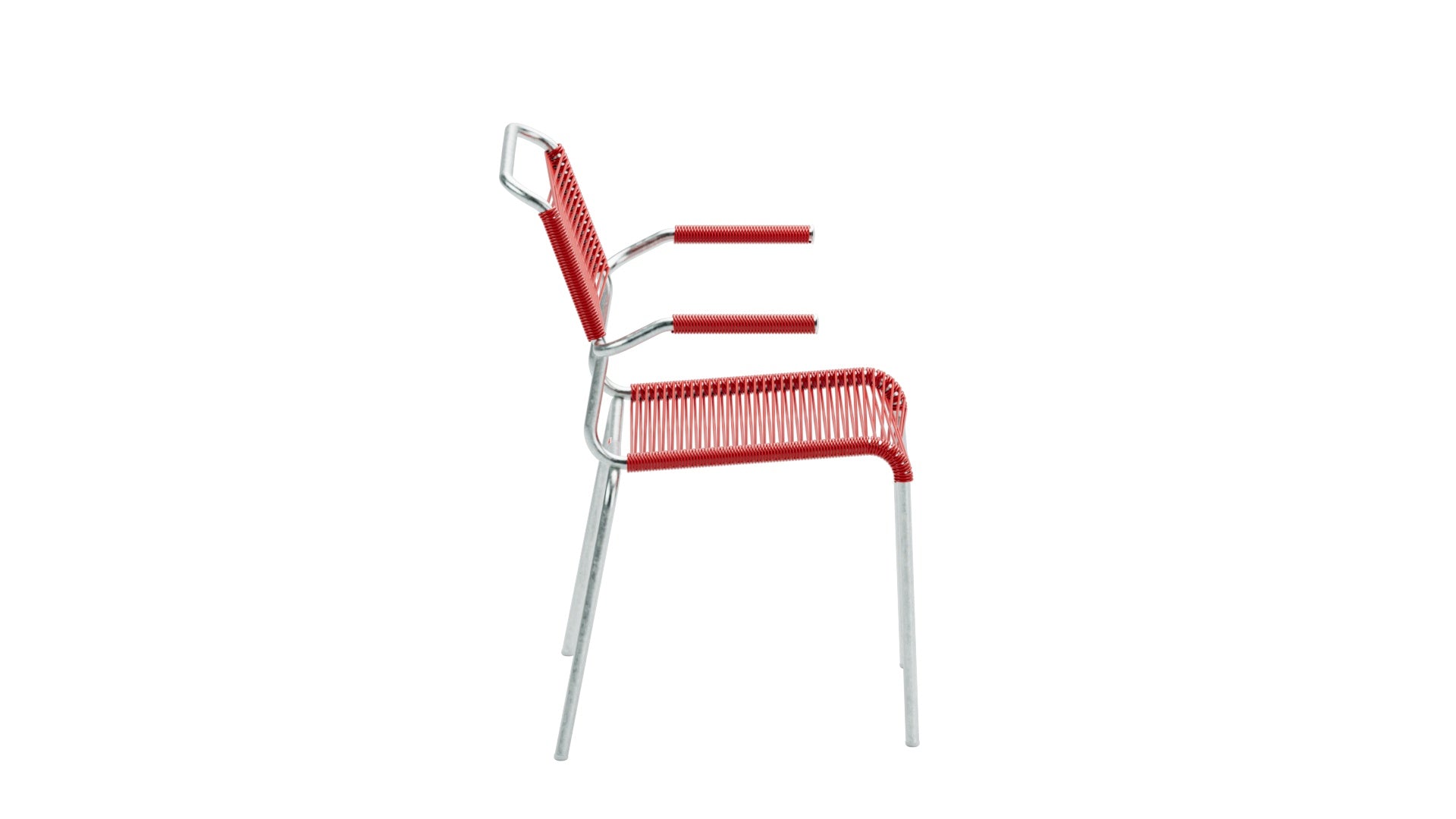 Säntis Spaghetti-Gartenstuhl mit Armlehne in Rot präsentiert im Onlineshop von KAQTU Design AG. Gartenstuhl mit Armlehnen ist von Schaffner