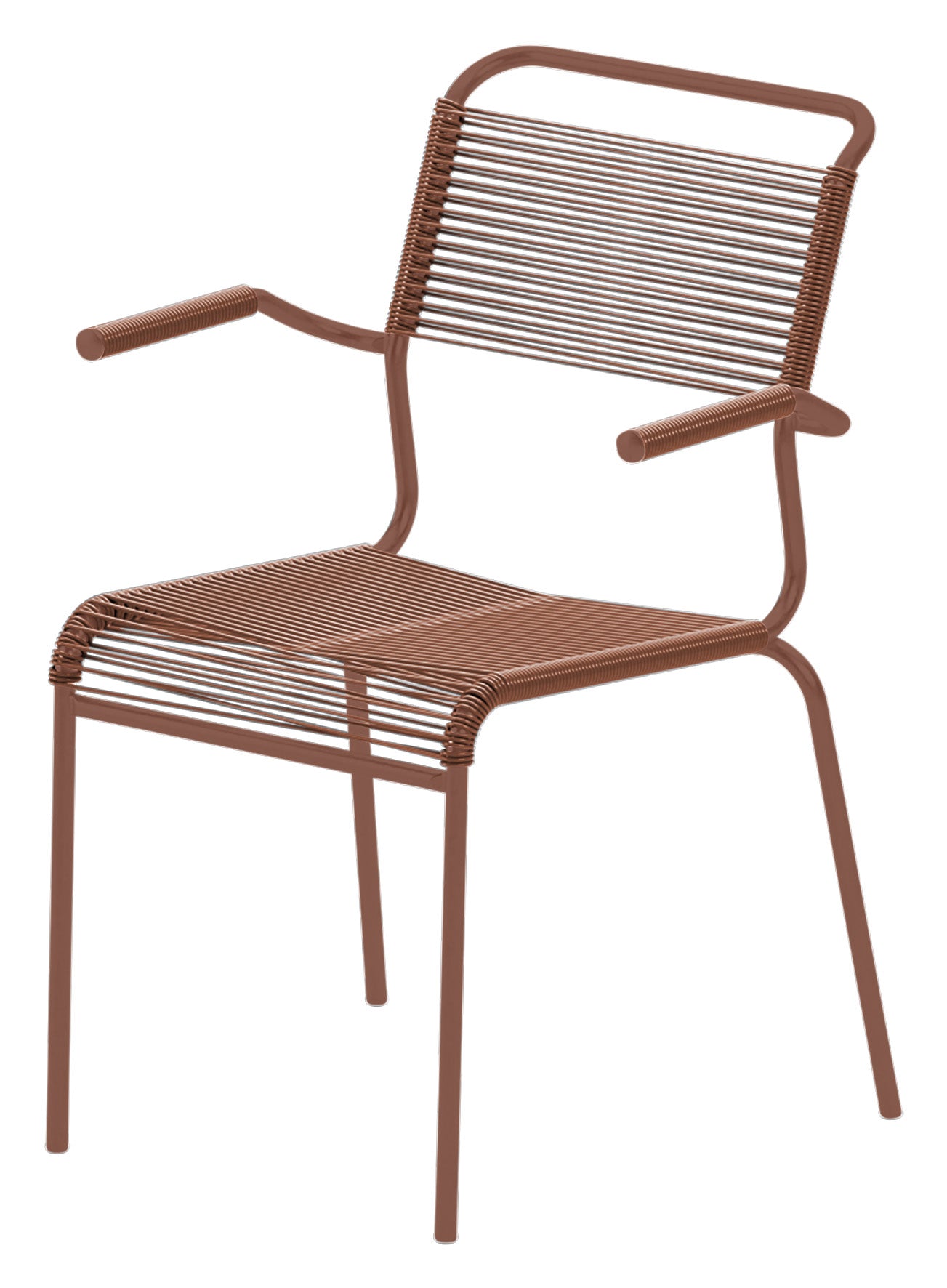 Säntis Spaghetti-Gartenstuhl mit Armlehne in Pastellterracotta präsentiert im Onlineshop von KAQTU Design AG. Gartenstuhl mit Armlehnen ist von Schaffner