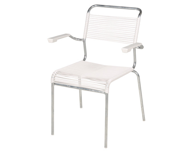 Säntis Spaghetti-Gartenstuhl mit Armlehne, elegantes und modernes Design, ideal für den Garten oder die Terrasse, robust und komfortabel.