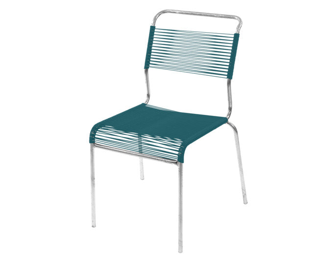 Säntis Spaghetti-Gartenstuhl ohne Armlehne in Kaliblau präsentiert im Onlineshop von KAQTU Design AG. Gartenstuhl ist von Schaffner