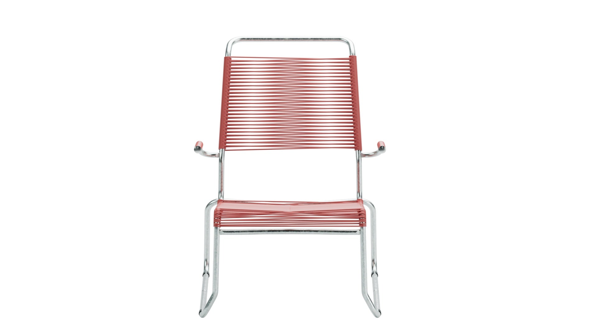 Säntis Spaghetti-Lounger mit Armlehne Hochlehner Kufen in Ahornrot präsentiert im Onlineshop von KAQTU Design AG. Outdoor-Sessel mit Armlehnen ist von Schaffner