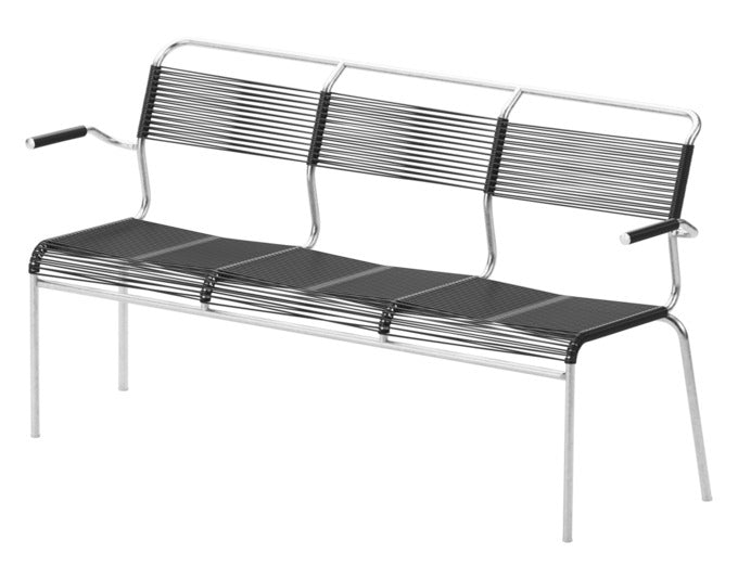 Säntis Spaghetti-3er-Gartenbank mit Armlehne in Anthrazit präsentiert im Onlineshop von KAQTU Design AG. Gartenbank ist von Schaffner