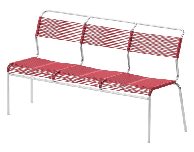 Säntis Spaghetti-3er-Gartenbank ohne Armlehne in Ahornrot präsentiert im Onlineshop von KAQTU Design AG. Gartenbank ist von Schaffner