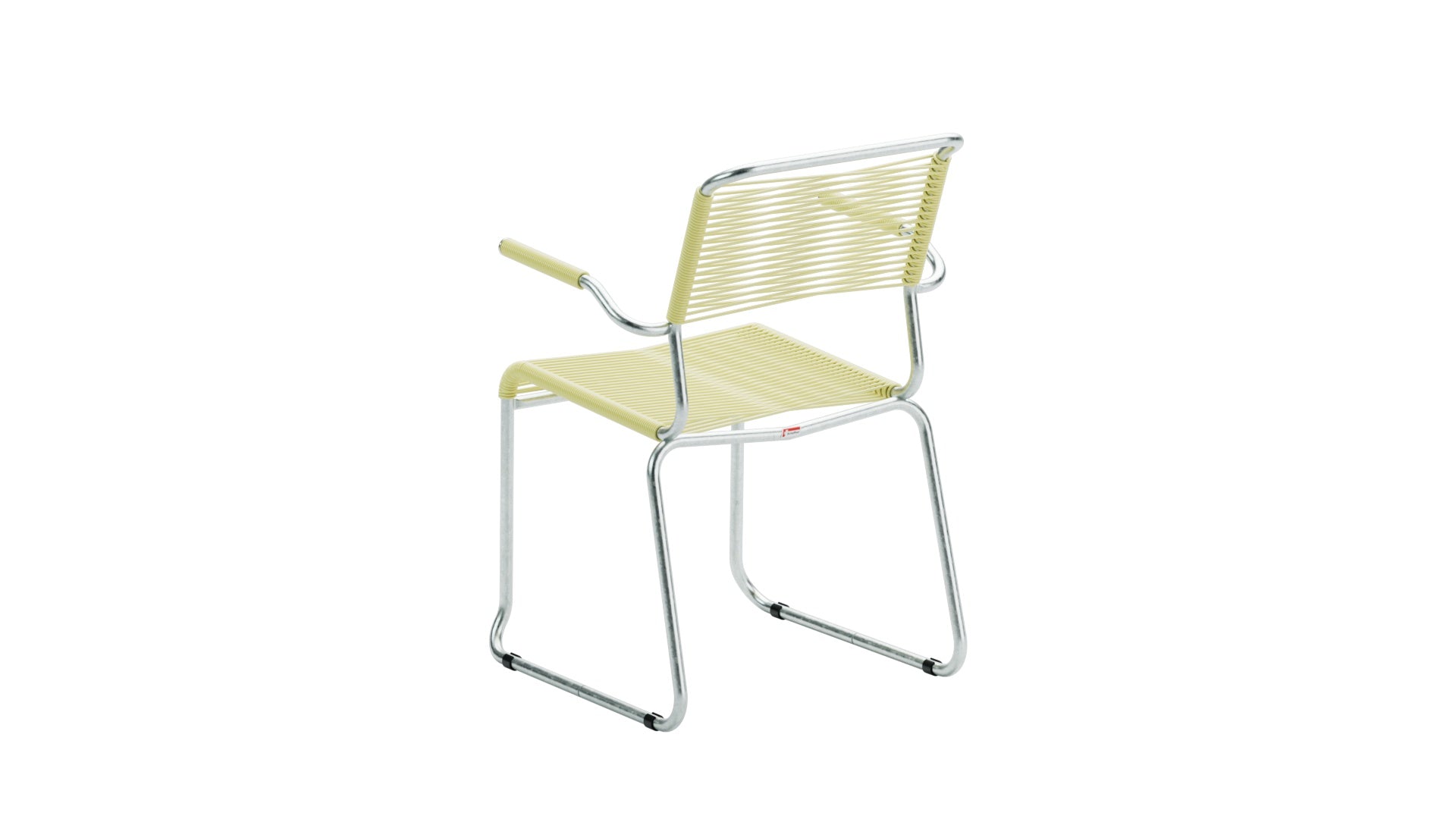 Säntis Spaghetti-Gartenstuhl mit Armlehne Kufen in Buchsbaumgelb präsentiert im Onlineshop von KAQTU Design AG. Gartenstuhl mit Armlehnen ist von Schaffner