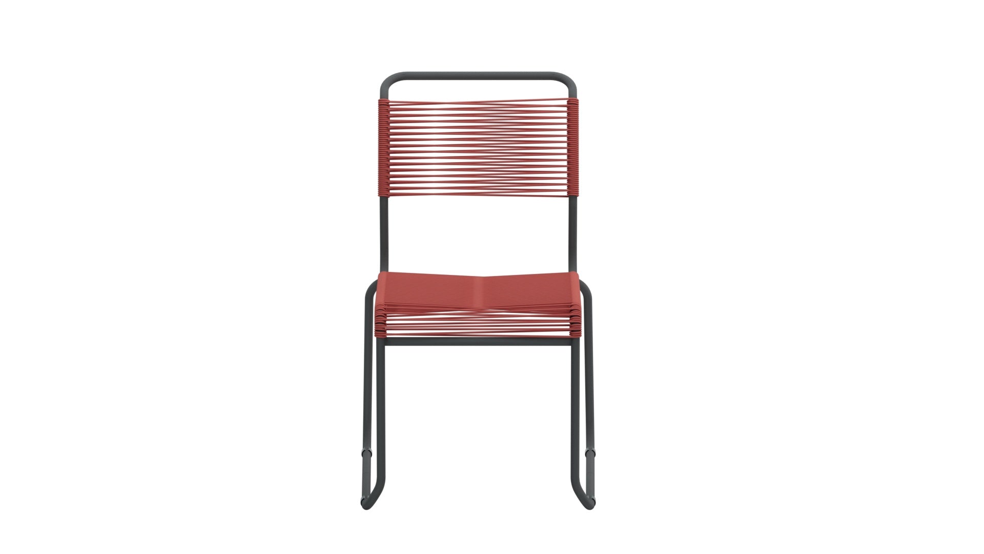 Eleganter Spaghettistuhl Säntis mit Kufen, ideal für den Garten. Robuste Konstruktion aus verzinktem Stahl und hochwertiger OceanYarn®-Bespannung.