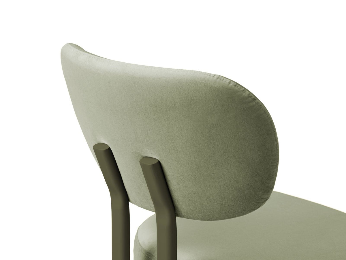 Zwei Sam Samtstühle von Cosmopolitan Design in Almond Beige mit Stahlbeinen, Buchenholzgestell und weicher, samtiger Bezugsoberfläche