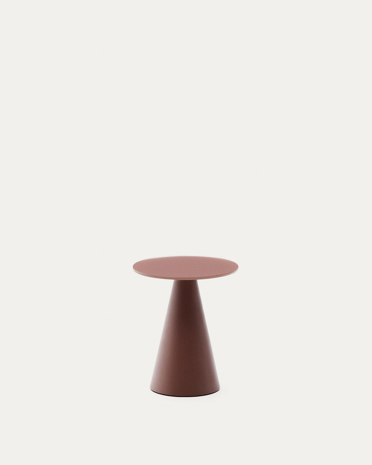 Wilshire Beistelltisch aus gehärtetem Milchglas und Stahl matt terracottafarben lackiert Ø35 cm in Terrakotta präsentiert im Onlineshop von KAQTU Design AG. Beistelltisch ist von Kave Home