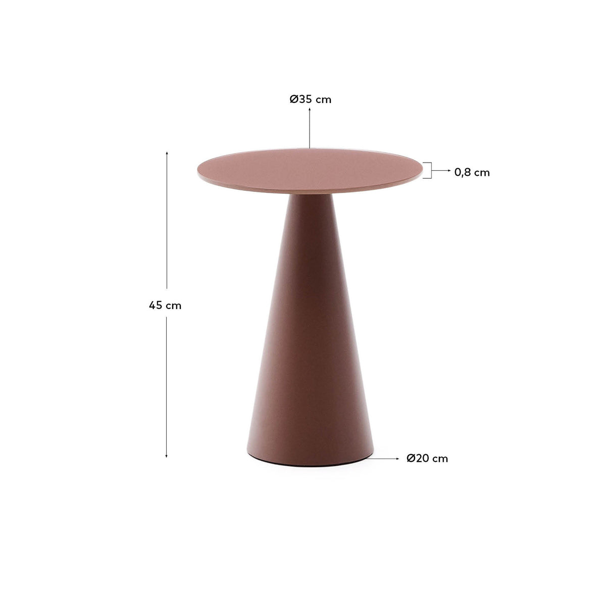 Wilshire Beistelltisch aus gehärtetem Milchglas und Stahl matt terracottafarben lackiert Ø35 cm in Terrakotta präsentiert im Onlineshop von KAQTU Design AG. Beistelltisch ist von Kave Home