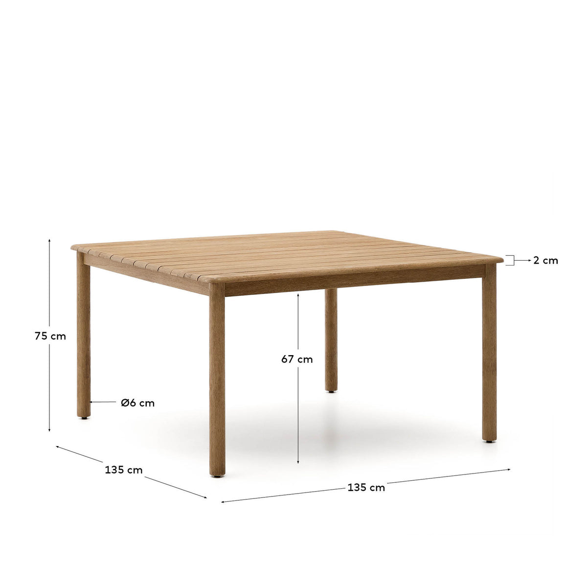 Tisch Sori aus massivem Akazienholz, 135 x 135 cm, FSC 100 % in Braun präsentiert im Onlineshop von KAQTU Design AG. Gartentisch ist von Kave Home