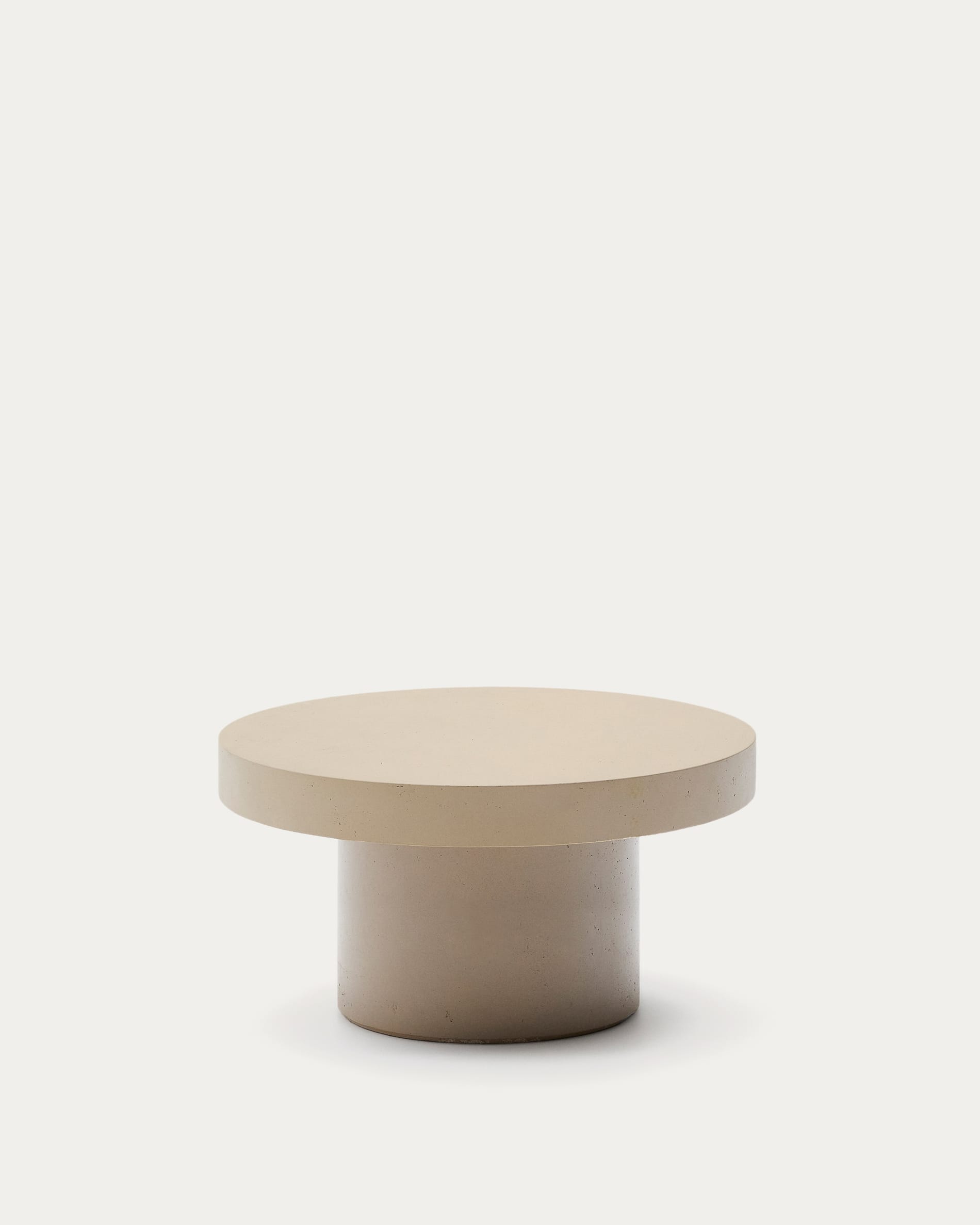 Eleganter Couchtisch aus GFB, wetterbeständig, Ø 90 cm, beige. Ideal für drinnen & draussen. Zeitloses Design.