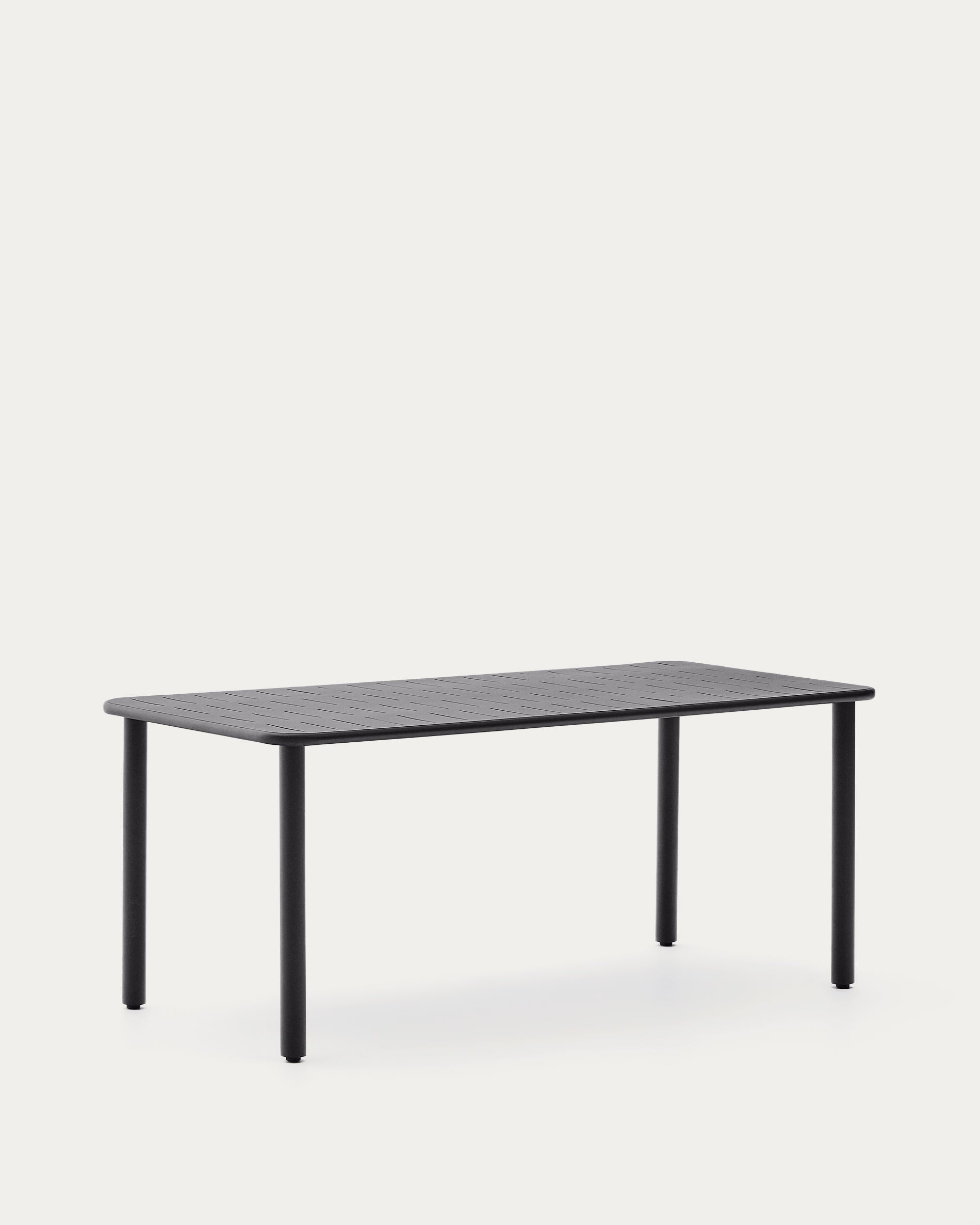 Moderner Outdoor-Tisch Brai aus dunkelgrauem, verzinktem Stahl, 180x90 cm, robust und stilvoll für Garten oder Terrasse.