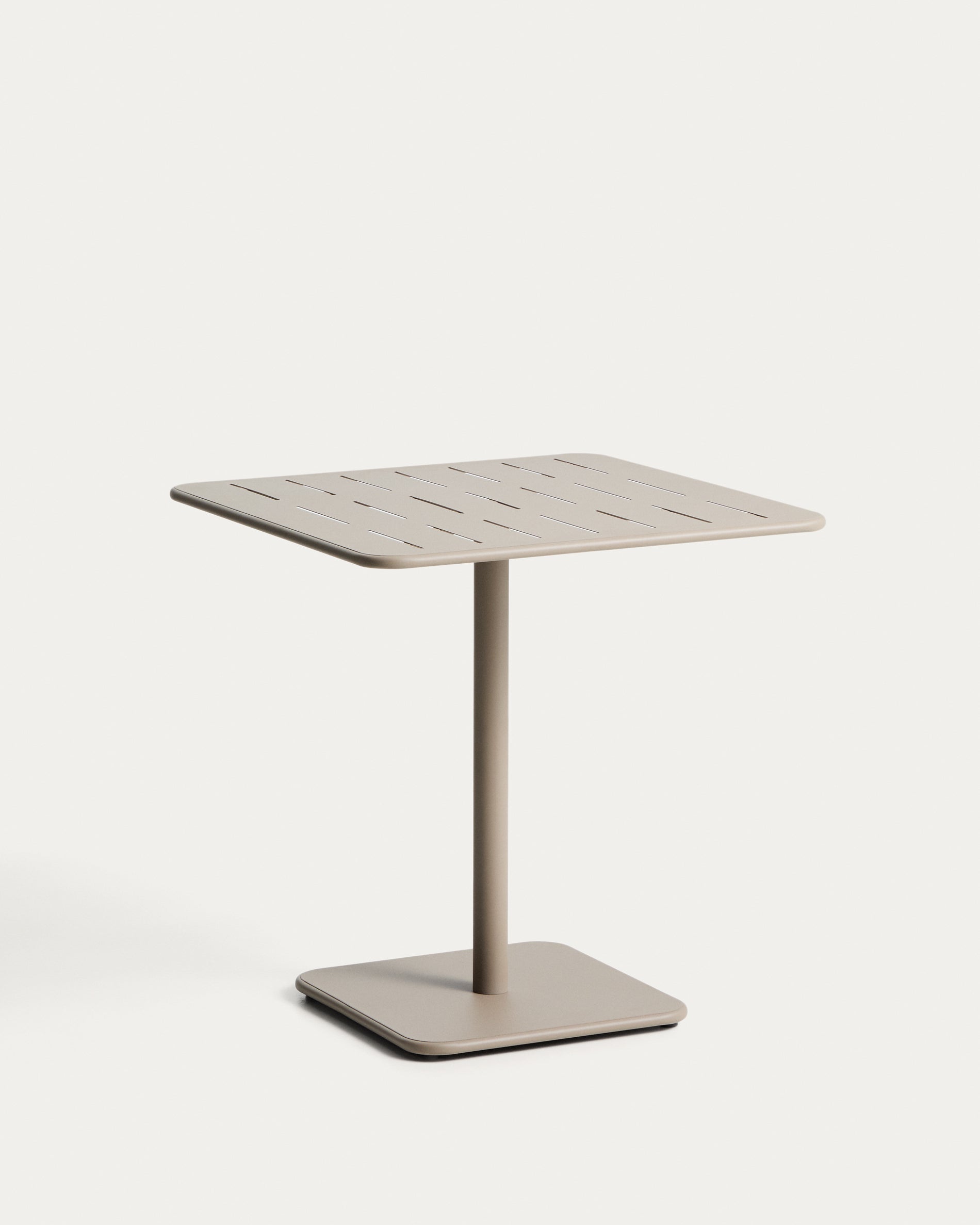 Stylischer Outdoor-Tisch Brai in taupe, gefertigt aus robustem verzinktem Stahl, ideal für Garten und Terrasse, Maße 70 x 70 cm.