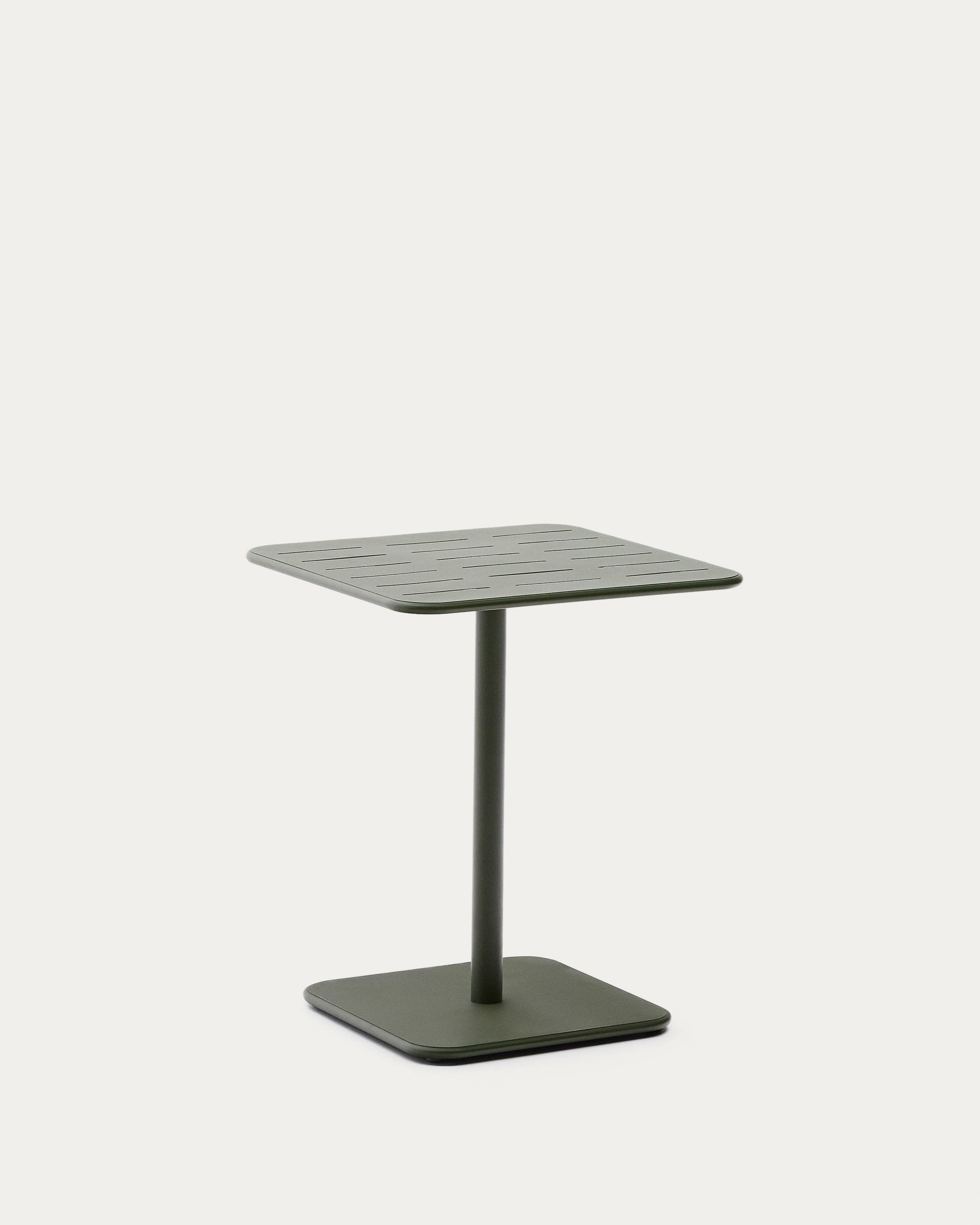 Stilvoller Outdoor-Tisch Brai, 70x70 cm, aus grünem verzinktem Stahl, perfekt für Garten oder Terrasse, langlebig und modern.