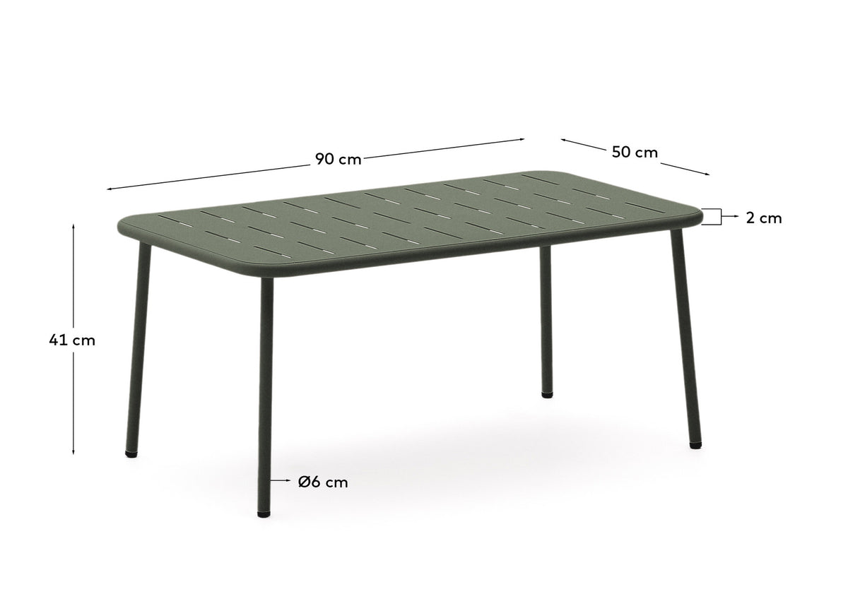 Couchtisch Zivia aus grün verzinktem Stahl 90 x 50 cm in Dunkelgrün präsentiert im Onlineshop von KAQTU Design AG. Loungetisch ist von Kave Home