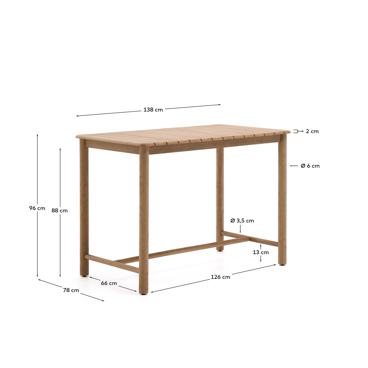 Tisch Sori aus massivem Akazienholz, 138 x 78 cm, FSC 100 % in Braun präsentiert im Onlineshop von KAQTU Design AG. Gartentisch ist von Kave Home
