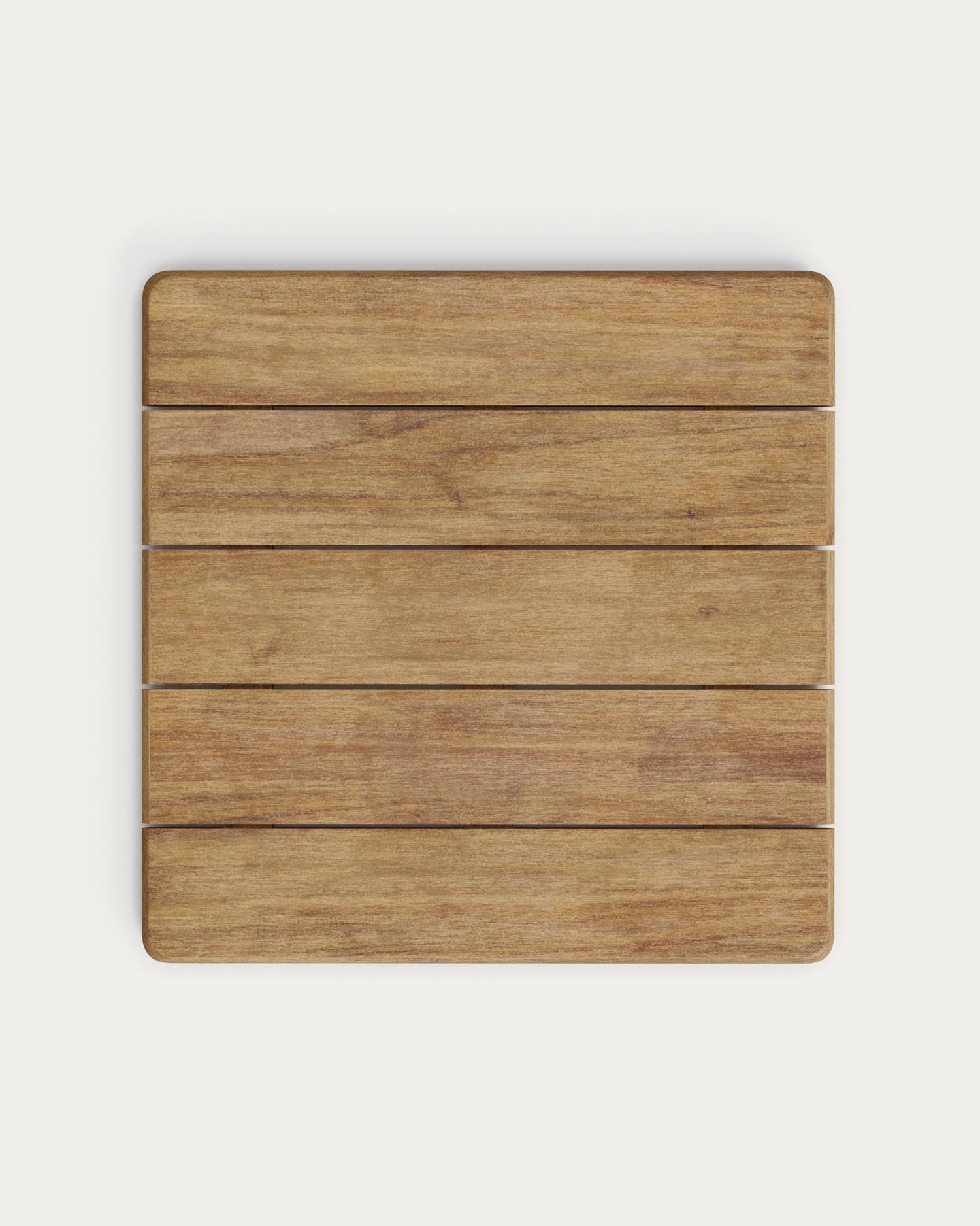 Erleben Sie den Outdoor-Tisch Esilda von Kave Home: Nachhaltiges Akazienholz und stabiler Stahlfuß vereinen sich in einem eleganten Design für jeden Außenbereich.