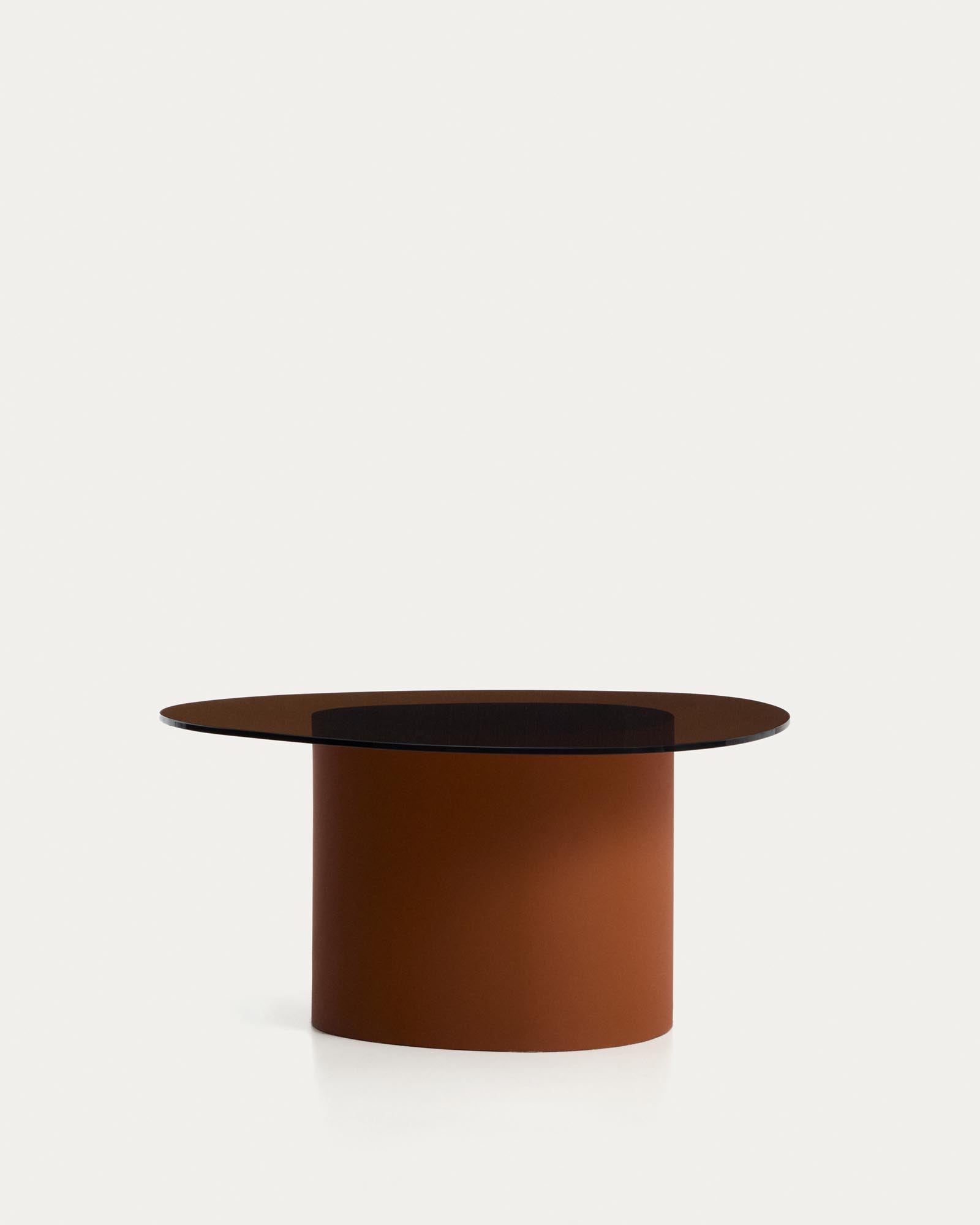 Couchtisch Olir aus gehärtetem Glas und braunem Stahl 82 x 74 cm in Braun präsentiert im Onlineshop von KAQTU Design AG. Couchtisch ist von Kave Home