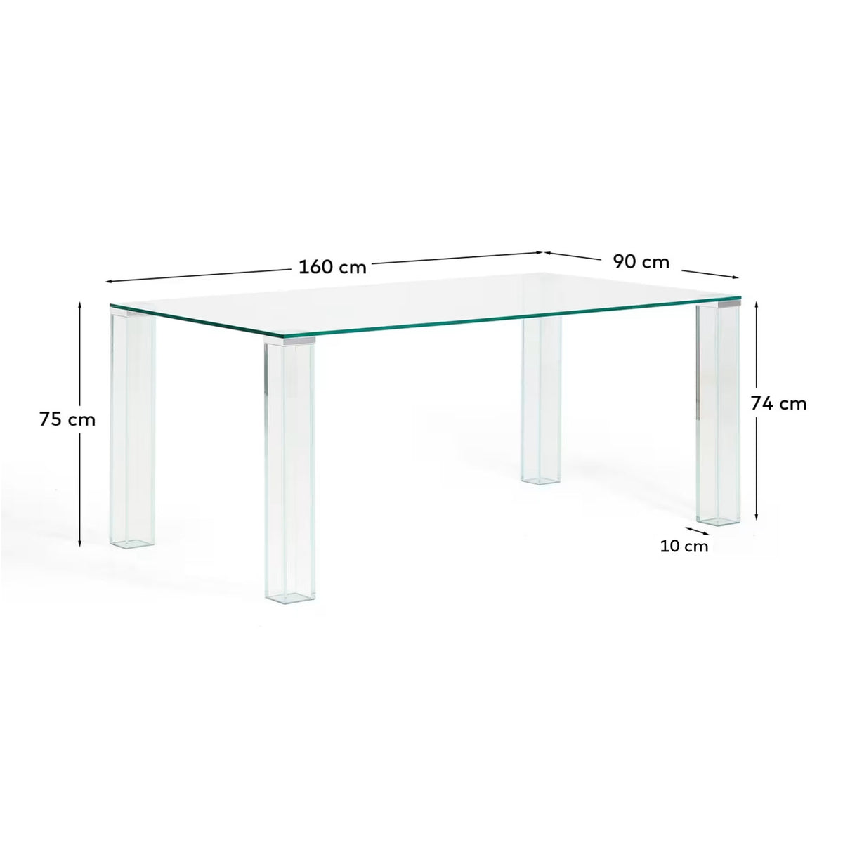 Tisch Adularia aus durchsichtigem Einscheiben-Sicherheitsglas, 160 x 90 cm in Transparent präsentiert im Onlineshop von KAQTU Design AG. Esstisch ist von Kave Home