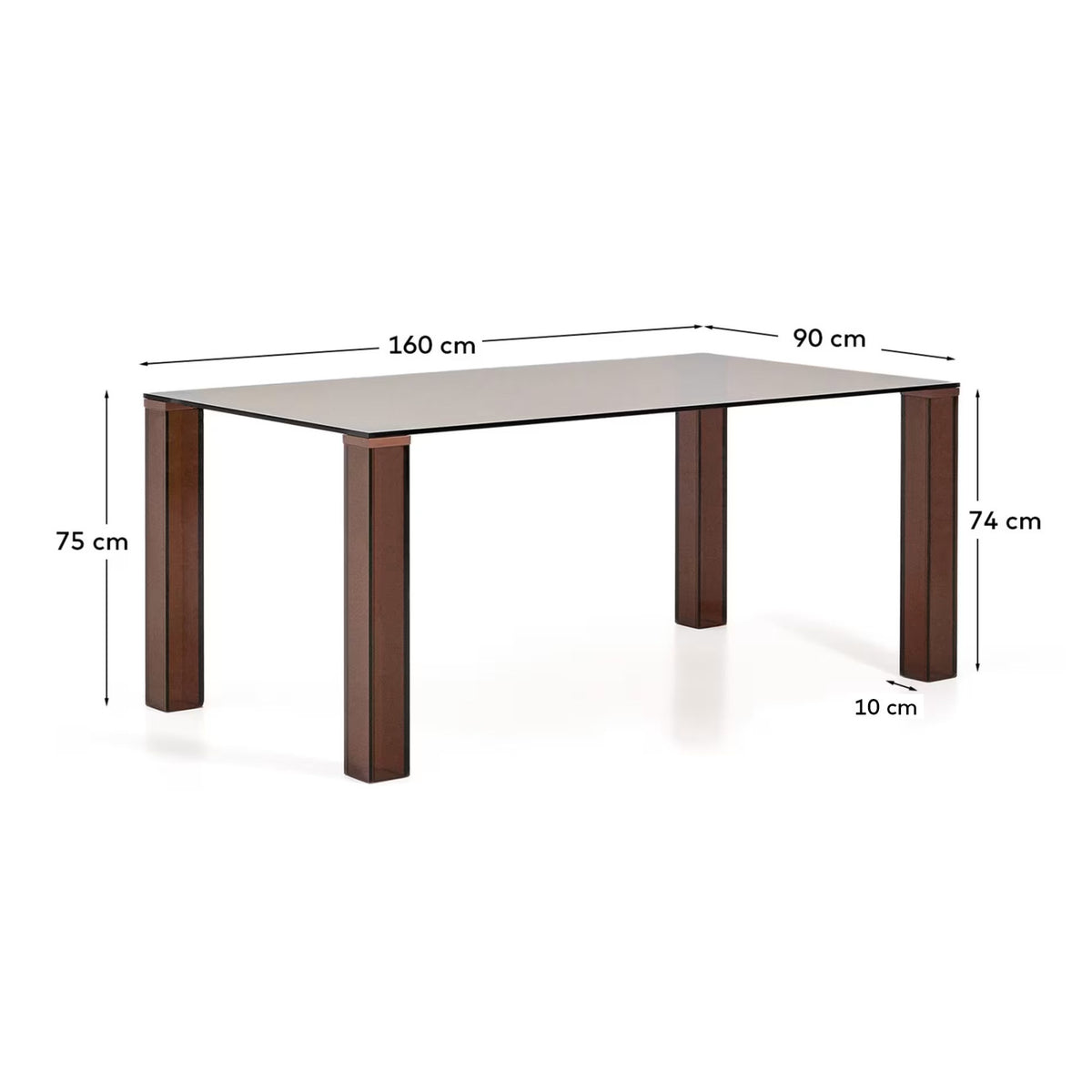 Tisch Adularia aus braunem Einscheiben-Sicherheitsglas, 160 x 90 cm in Braun präsentiert im Onlineshop von KAQTU Design AG. Esstisch ist von Kave Home
