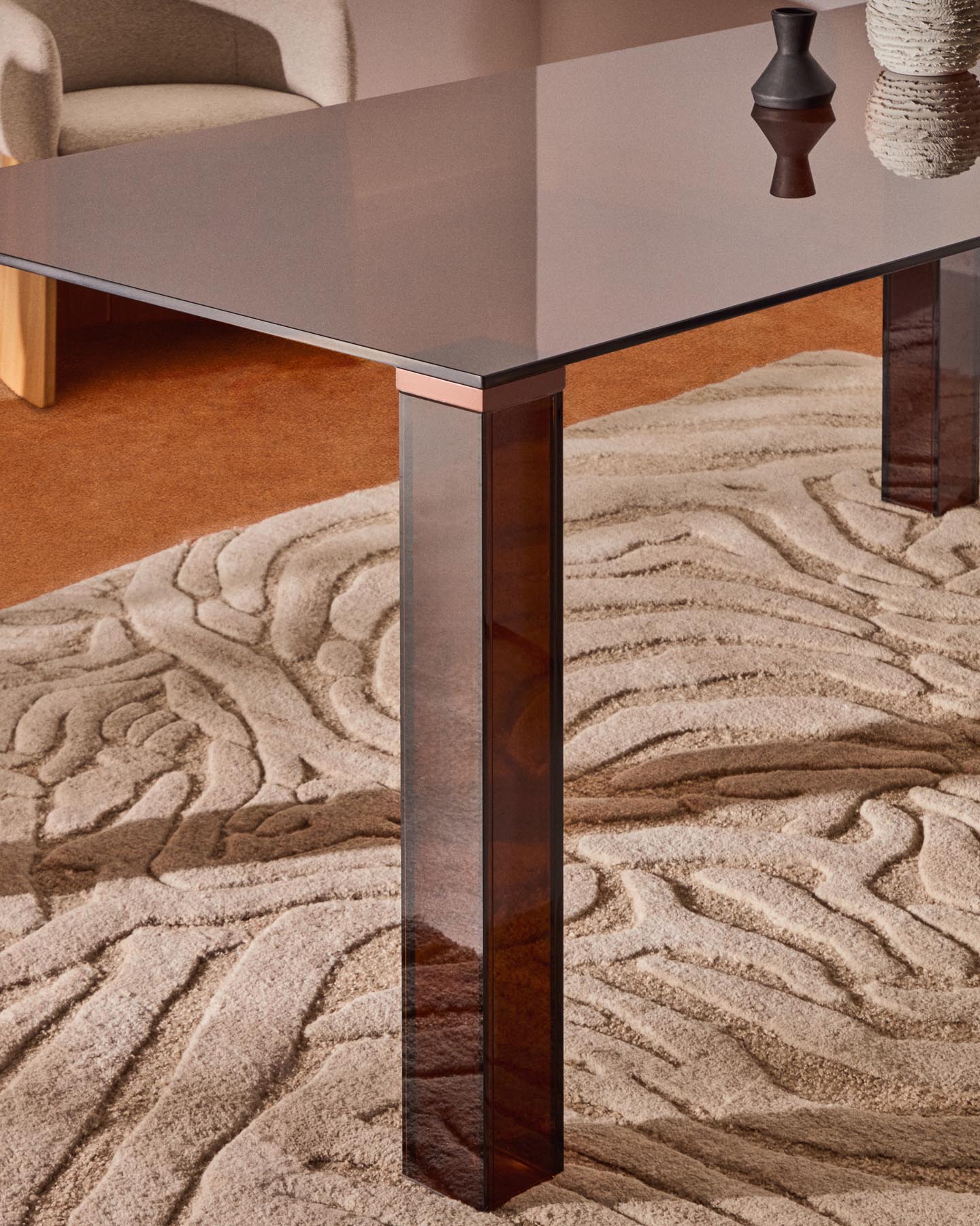 Tisch Adularia aus braunem Einscheiben-Sicherheitsglas, 160 x 90 cm in Braun präsentiert im Onlineshop von KAQTU Design AG. Esstisch ist von Kave Home