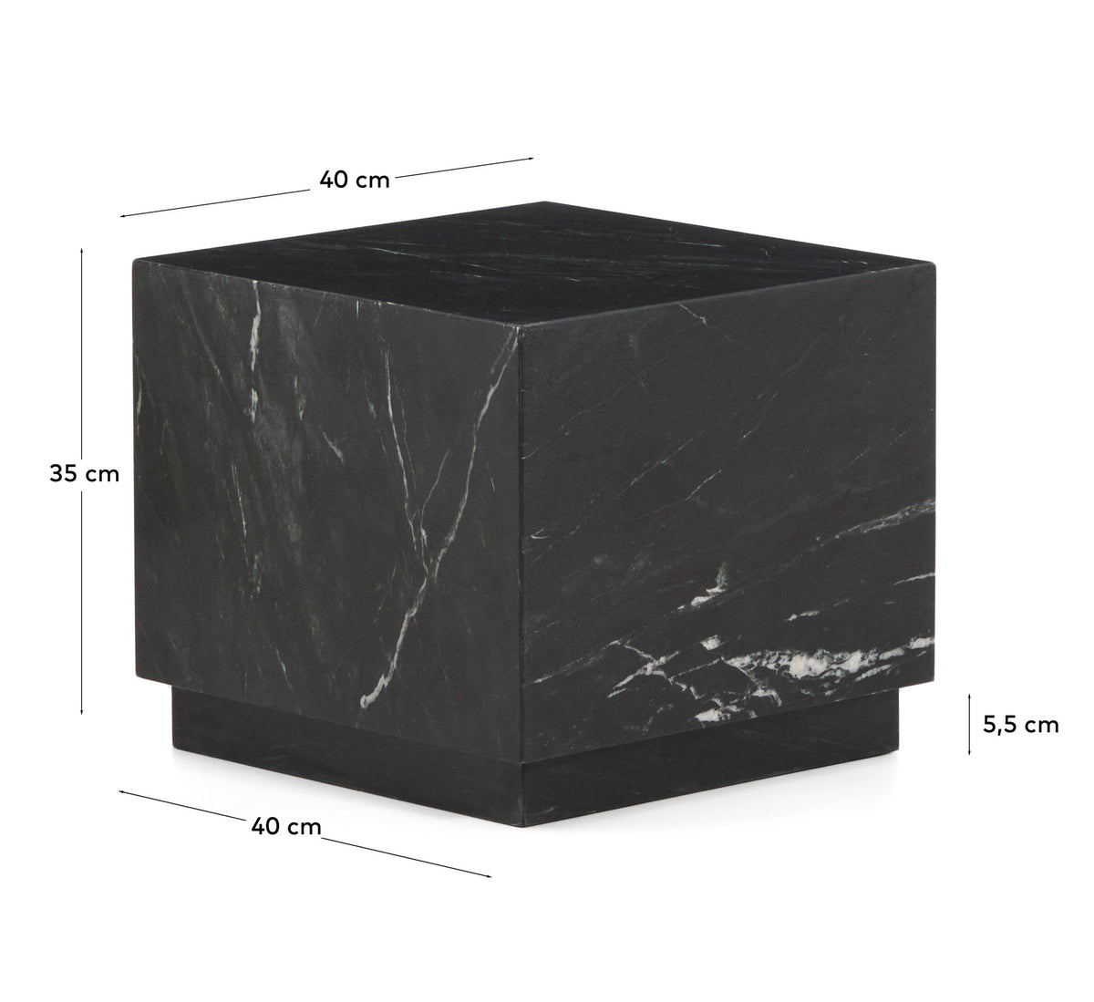 Beistelltisch Sorein aus schwarzem Marmor, 40 x 40 cm in Schwarz, Weiss präsentiert im Onlineshop von KAQTU Design AG. Beistelltisch ist von Kave Home