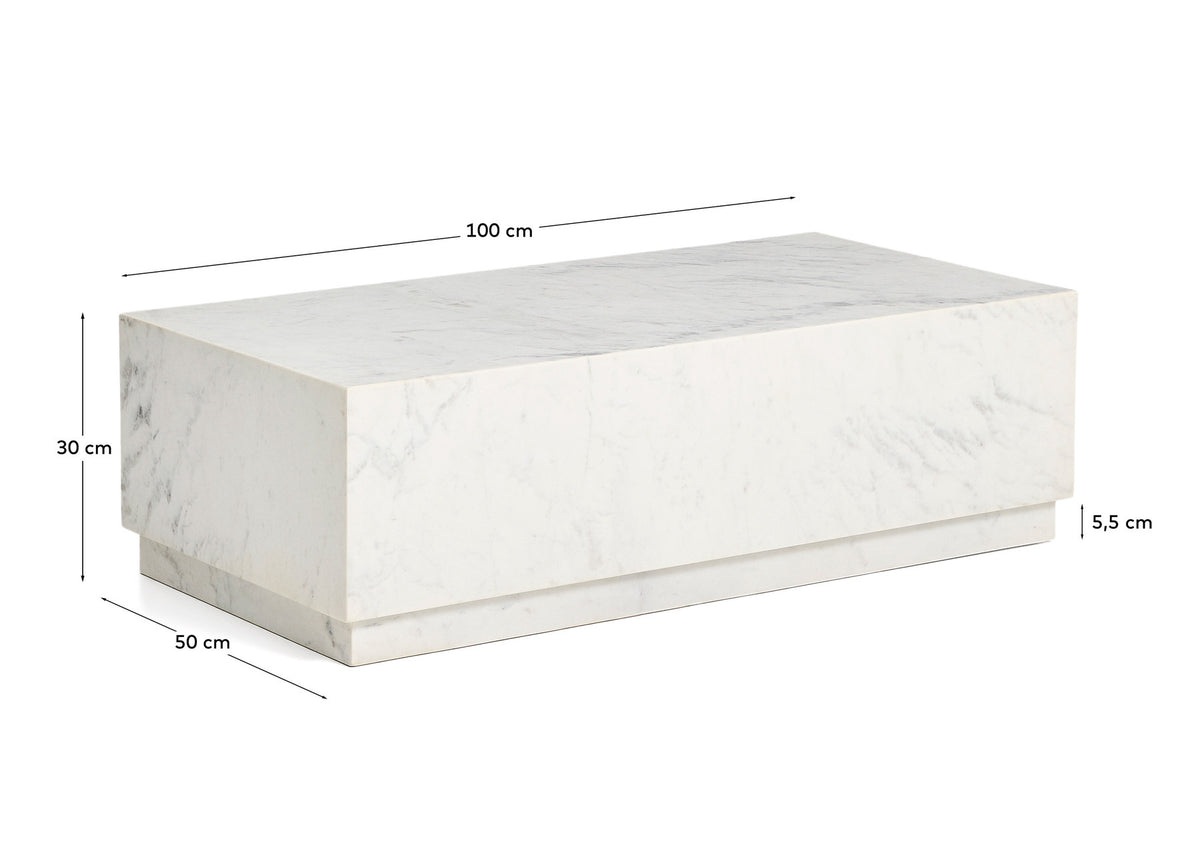 Marmortisch Sorein aus weissem Marmor 100 x 50 cm in Weiss präsentiert im Onlineshop von KAQTU Design AG. Couchtisch ist von Kave Home