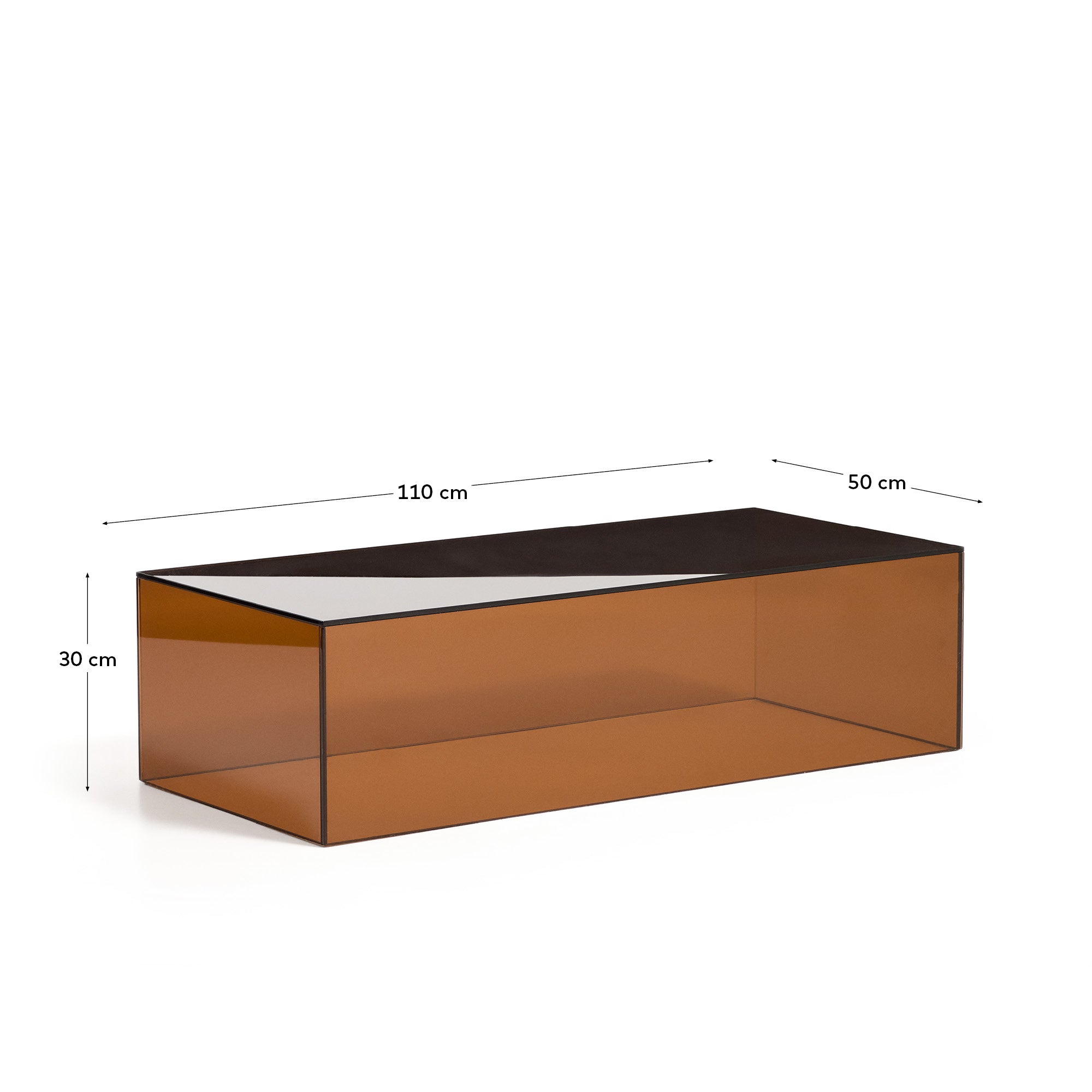 Couchtisch Orlia aus gehärtetem Glas in Braun, 110 x 50 cm in Braun präsentiert im Onlineshop von KAQTU Design AG. Couchtisch ist von Kave Home