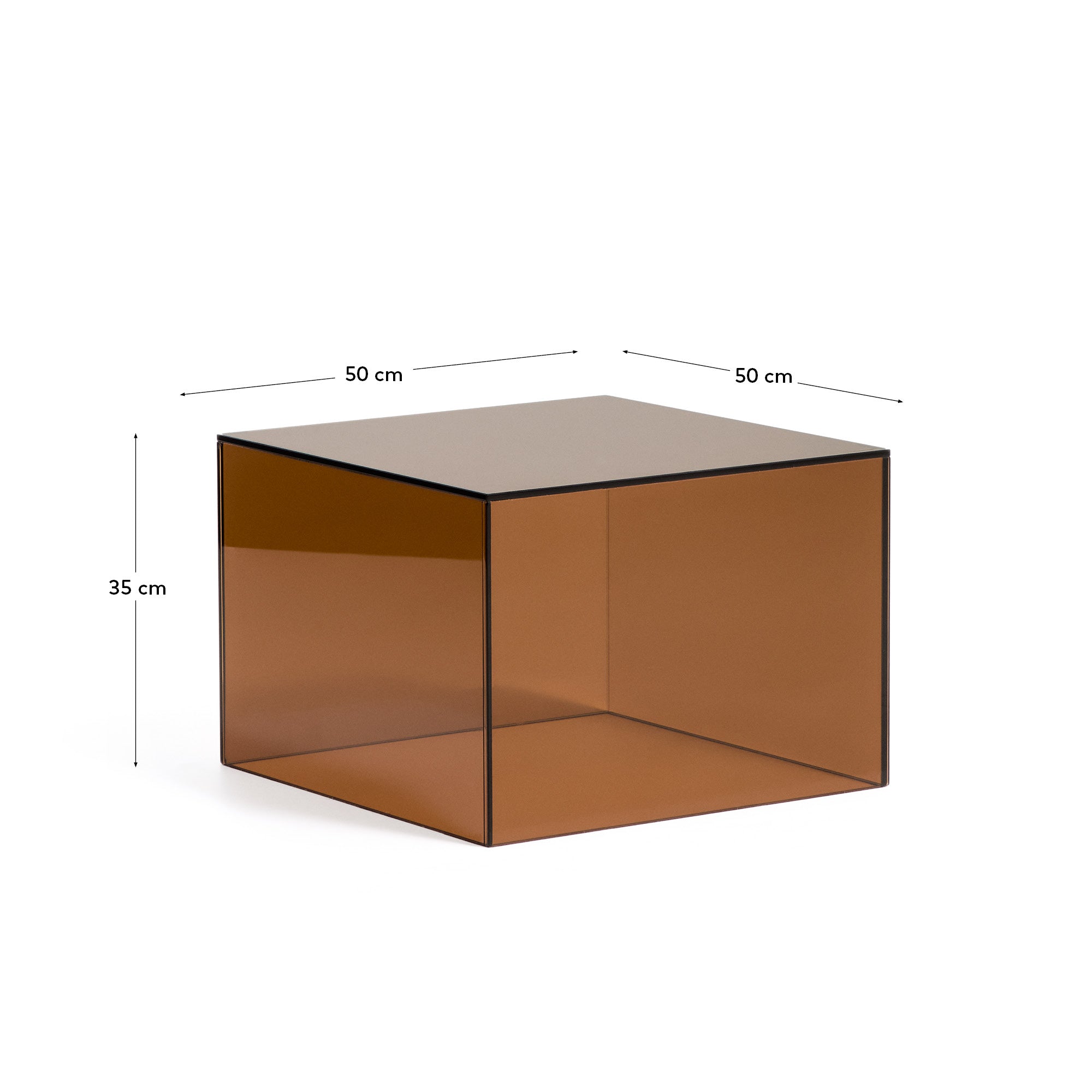 Beistelltisch Orlia aus gehärtetem Glas in Braun, 50 x 50 cm in Braun präsentiert im Onlineshop von KAQTU Design AG. Beistelltisch ist von Kave Home
