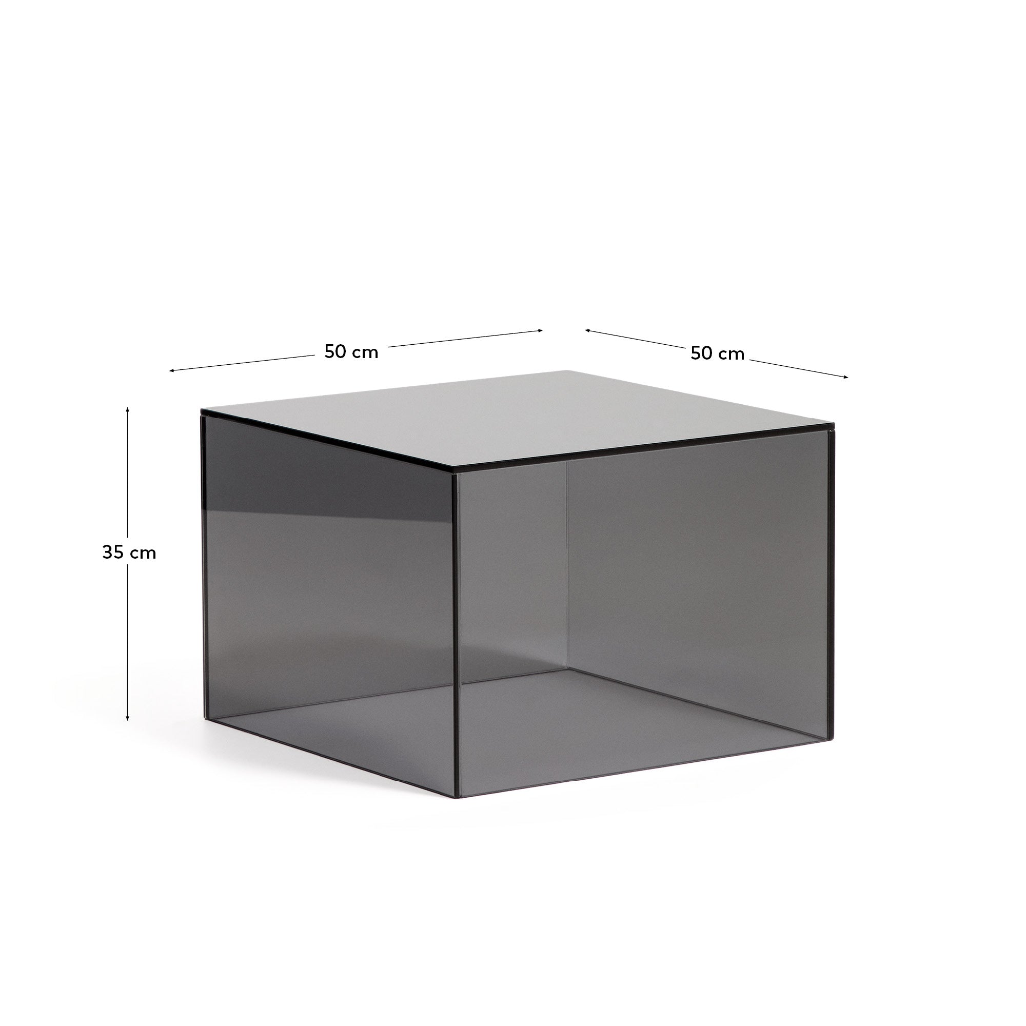 Beistelltisch Orlia aus gehärtetem Glas in Dunkelgrau, 50 x 50 cm in Dunkelgrau präsentiert im Onlineshop von KAQTU Design AG. Beistelltisch ist von Kave Home