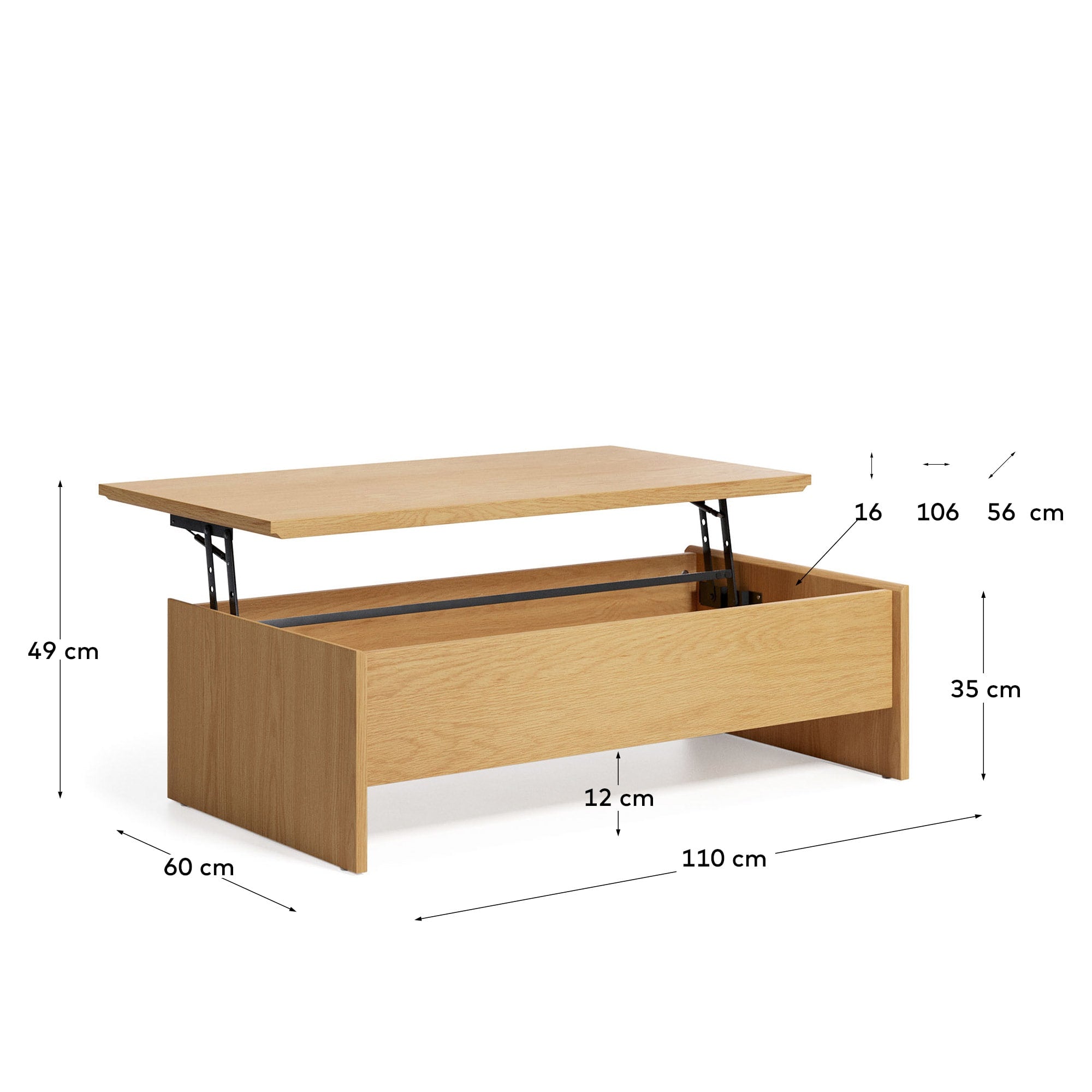 Erleben Sie den Abilen Couchtisch: Höhenverstellbar, aus nachhaltigem Eichenfurnier, 110 x 60 cm – perfekt für stilvolles und flexibles Wohnen.