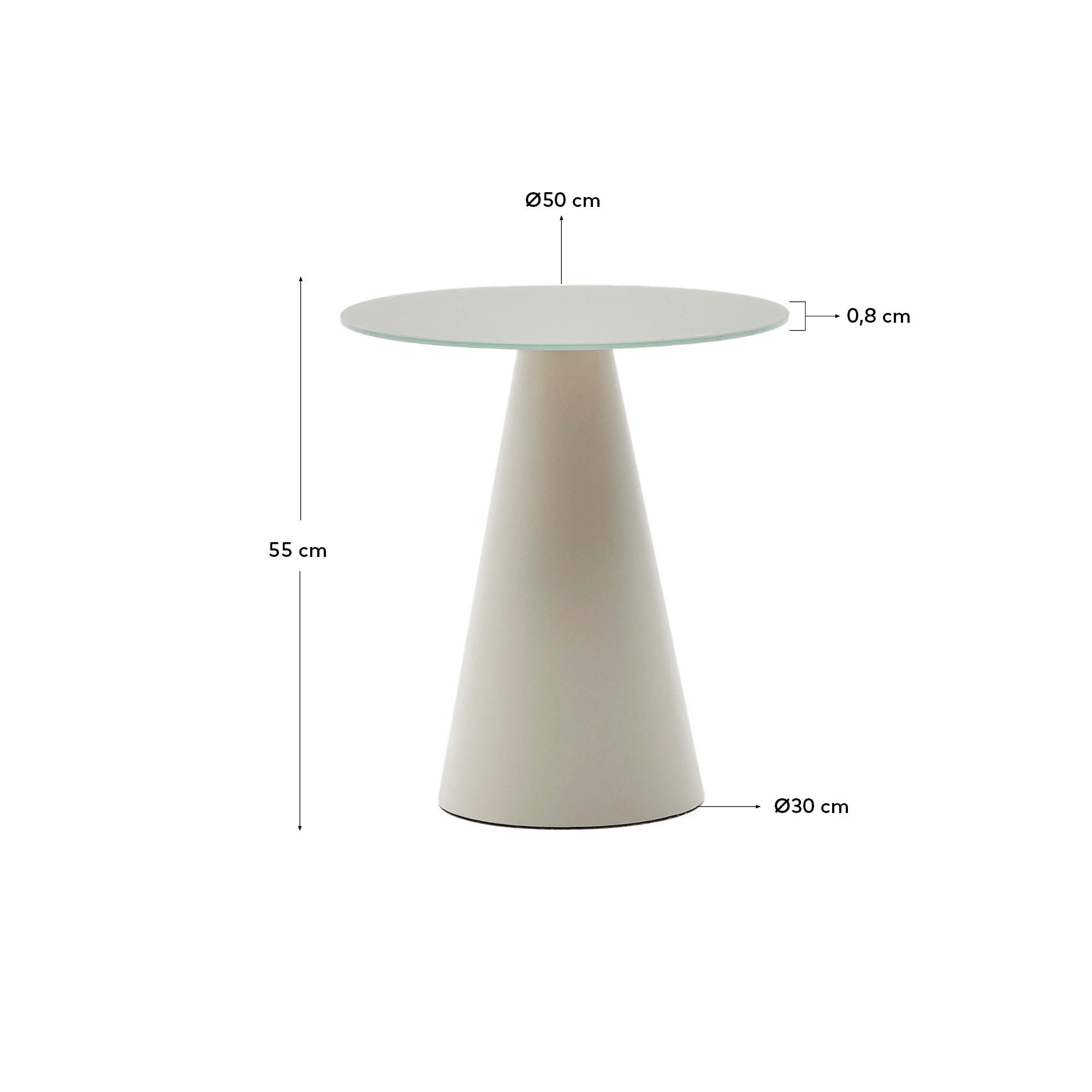 Moderner Wilshire Beistelltisch Ø 50 cm aus robustem gehärtetem Glas und elegantem, matt grauem Metall – perfekt für jeden Raum.