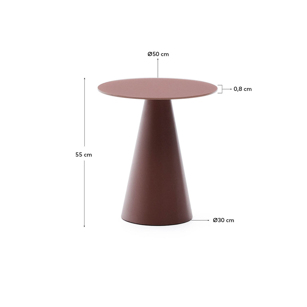 Wilshire Beistelltisch aus gehärteten Milchglas und Stahl matt terracottafarben lackiert Ø50 cm in Terrakotta präsentiert im Onlineshop von KAQTU Design AG. Beistelltisch ist von Kave Home