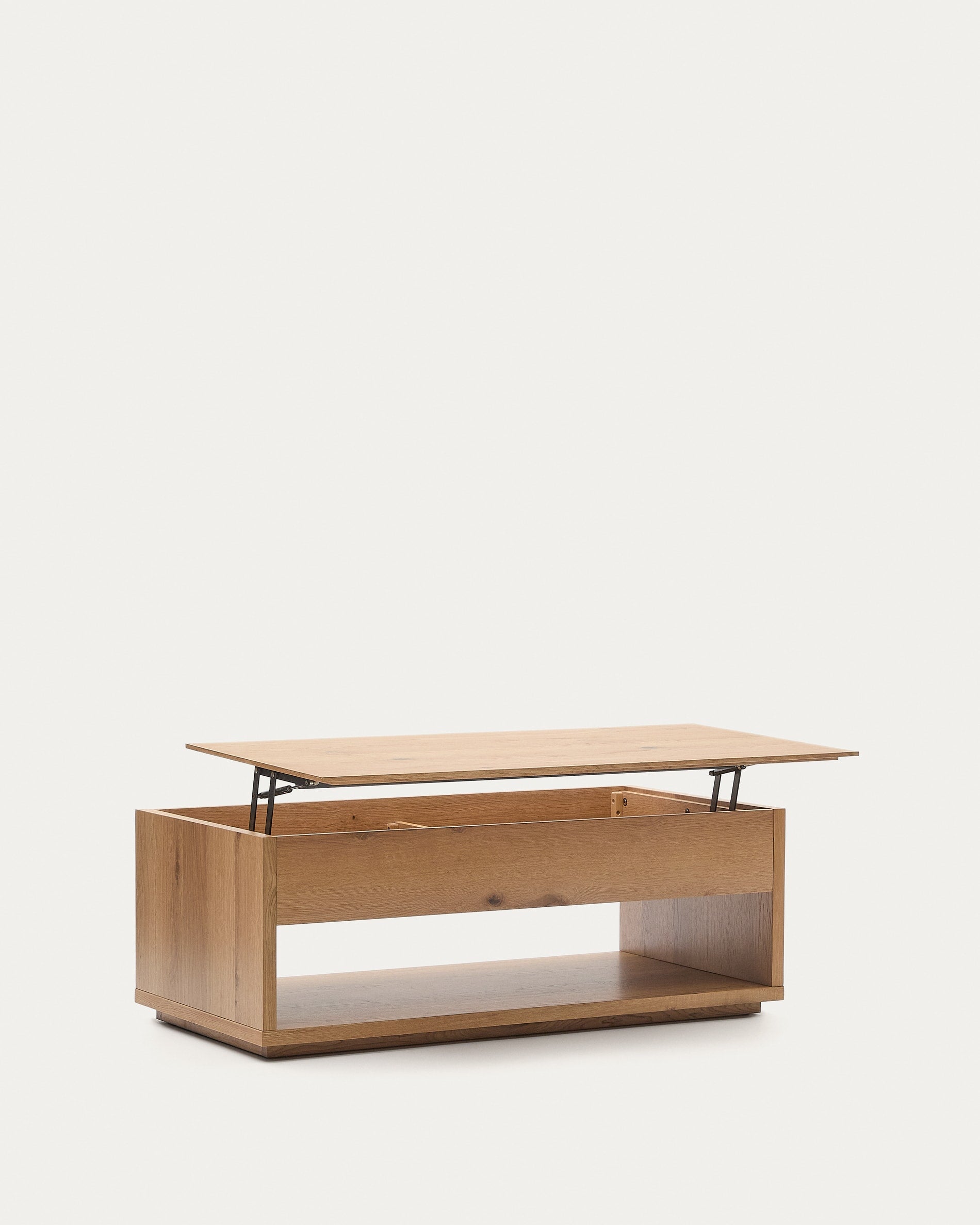 Hochklappbarer Couchtisch aus Eichenfurnier, naturfarben, 120x60 cm, von Kave Home. Praktisch und stilvoll für modernes Wohnen.