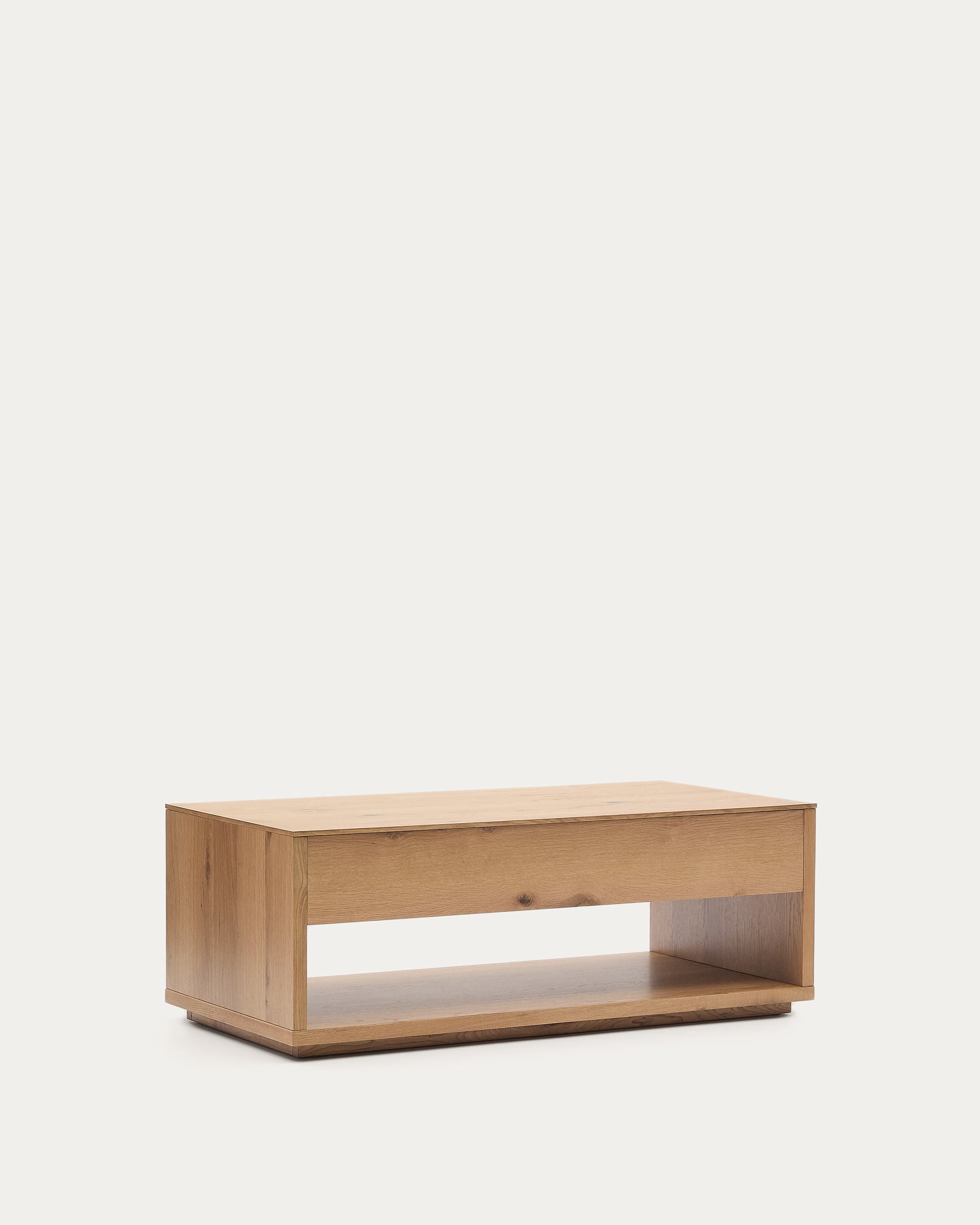 Moderner Couchtisch aus Eichenfurnier, naturfarben, 120x60 cm, von Kave Home. Hochklappbar, funktional und stilvoll für Ihr Zuhause.